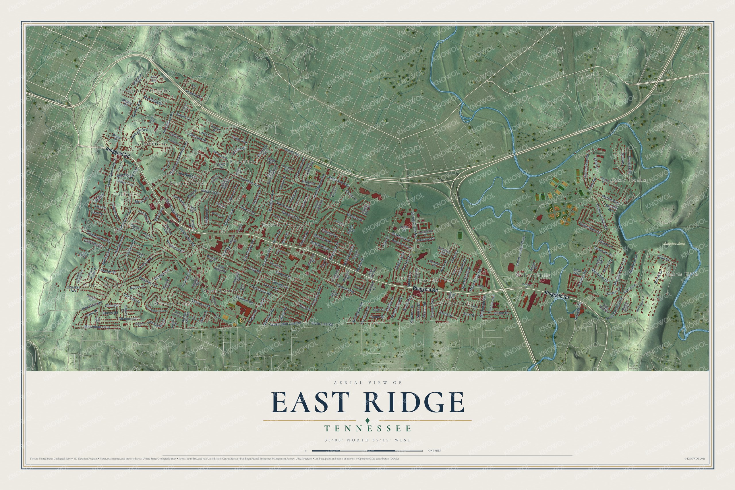 Watermarked full-map preview of East Ridge, Tennessee