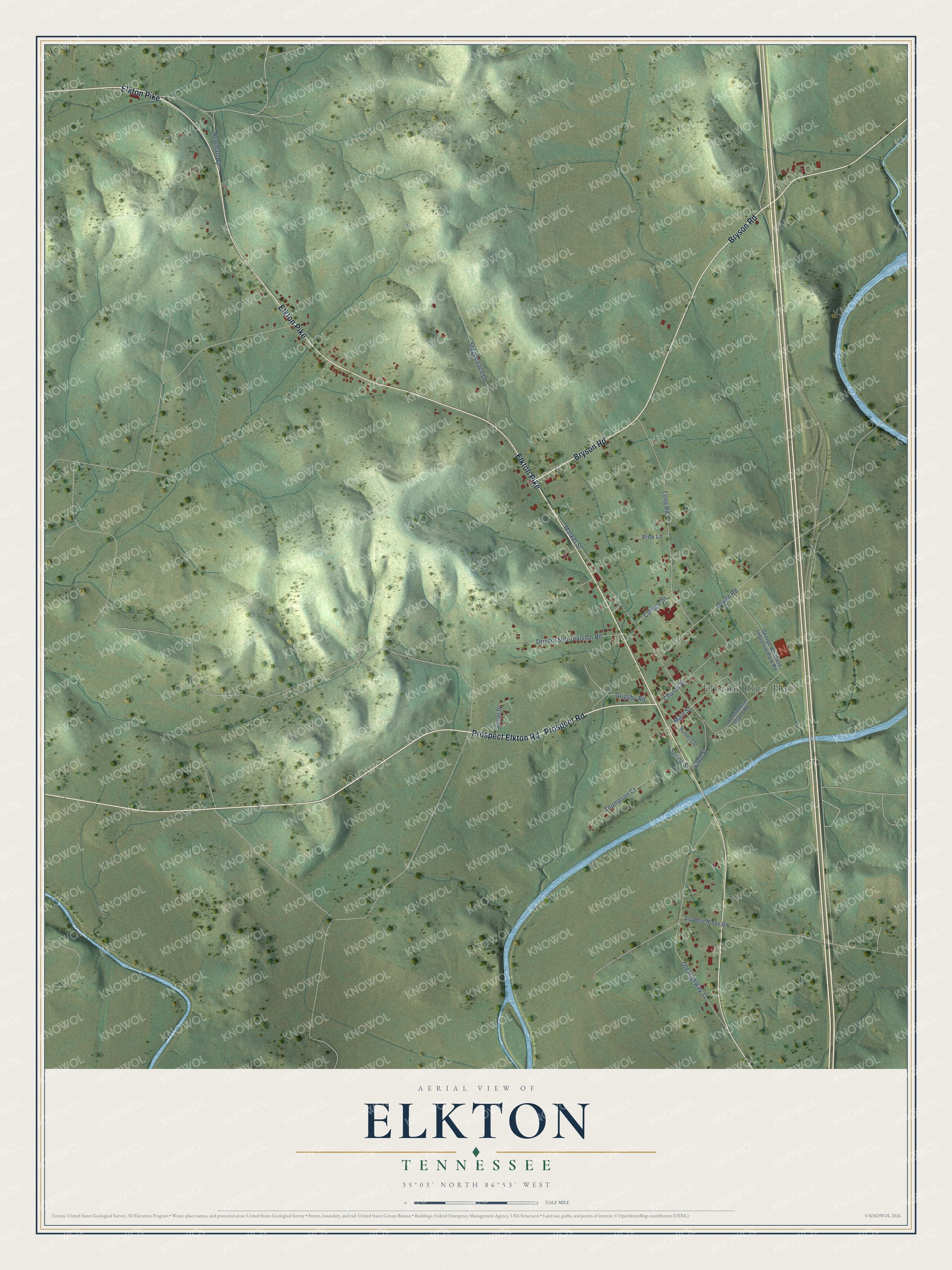 Watermarked full-map preview of Elkton, Tennessee
