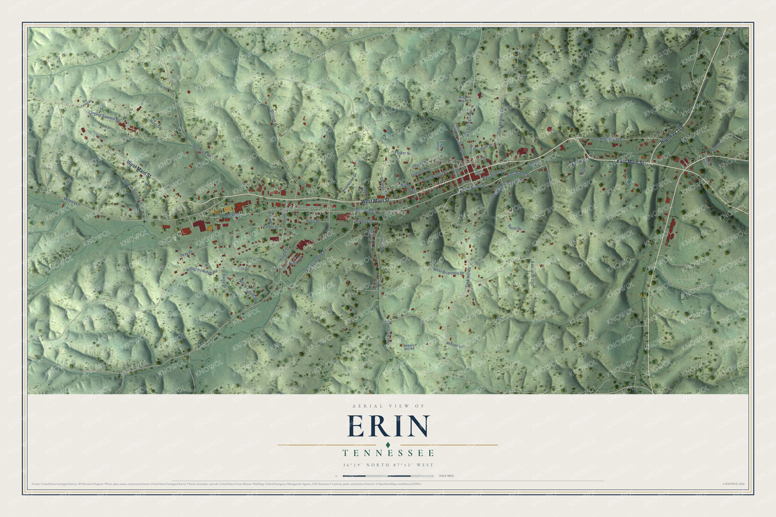 Watermarked full-map preview of Erin, Tennessee