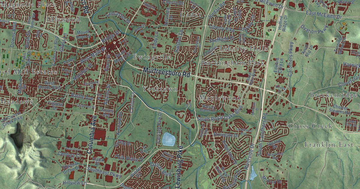 Map of Franklin, Tennessee in 2026