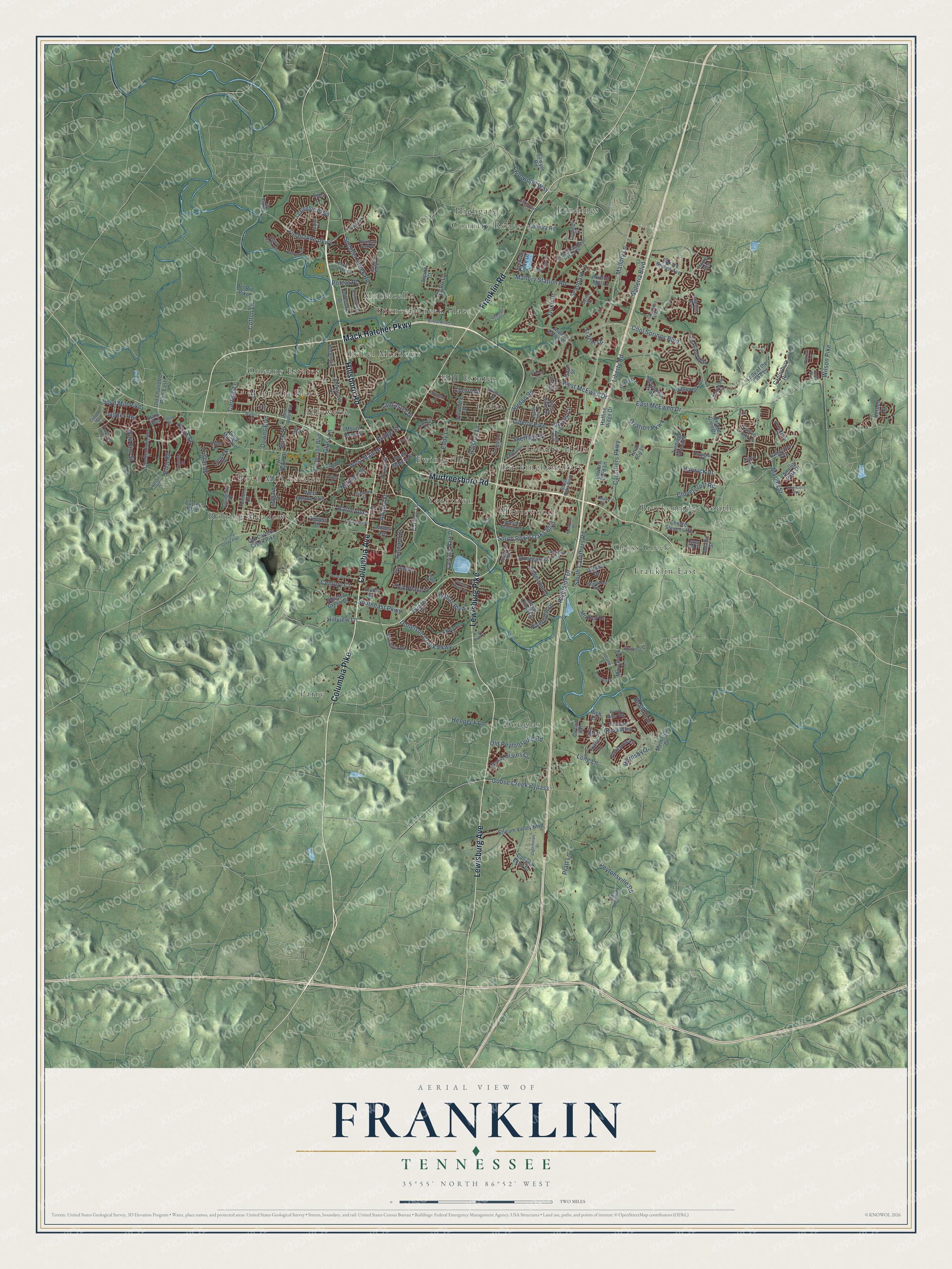 Watermarked full-map preview of Franklin, Tennessee