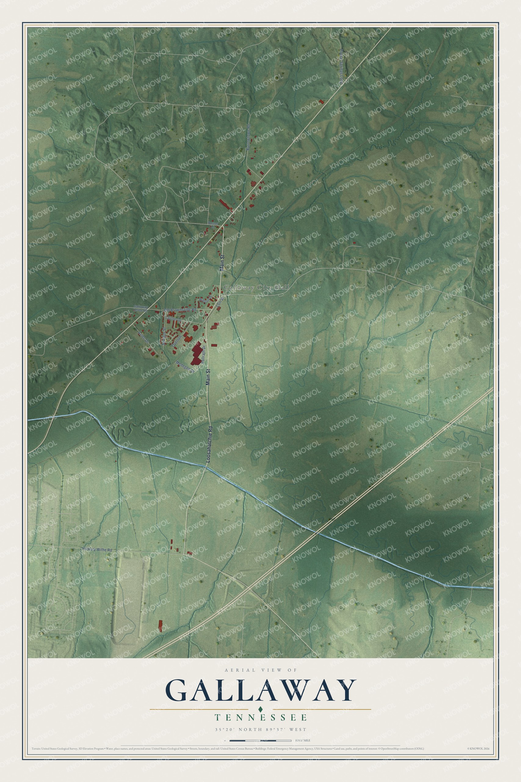 Watermarked full-map preview of Gallaway, Tennessee