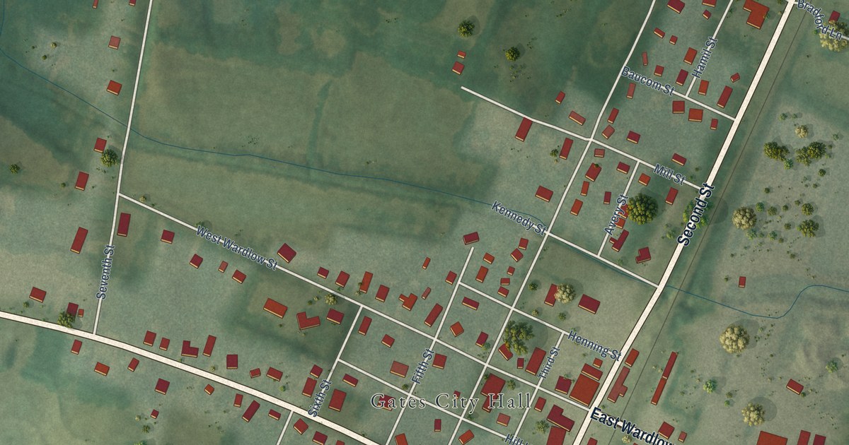 Map of Gates, Tennessee in 2026