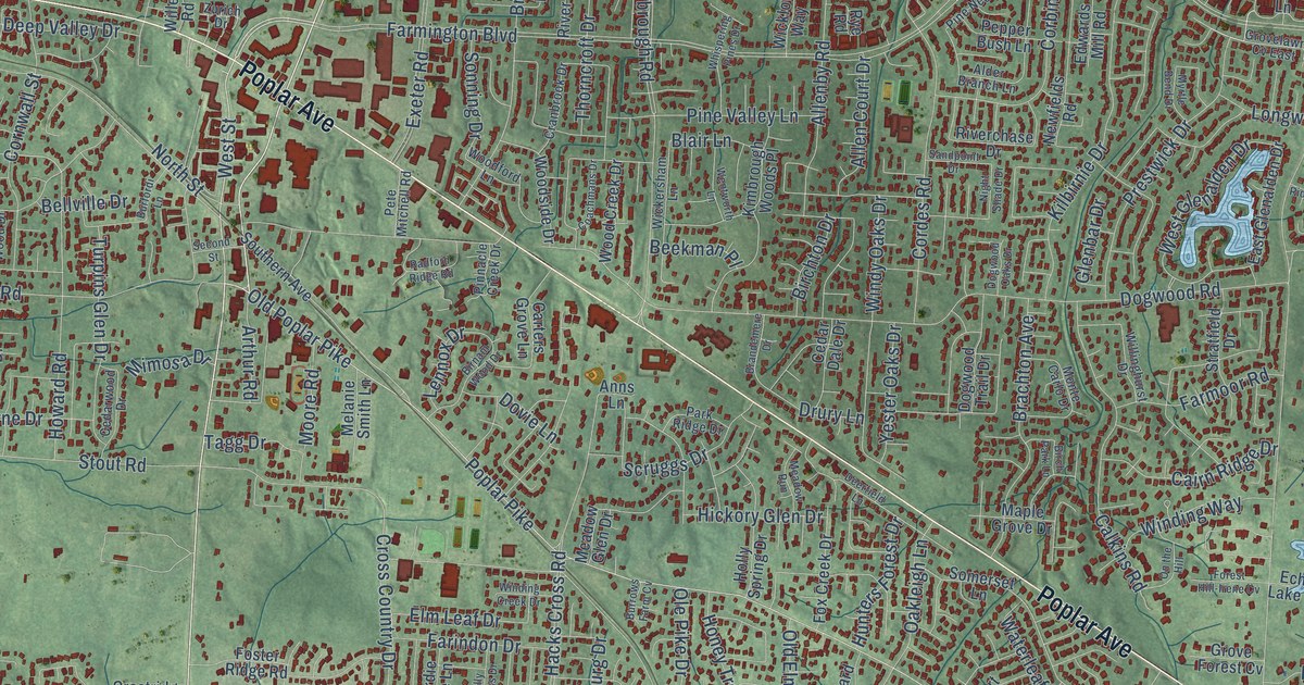 Map of Germantown, Tennessee in 2026