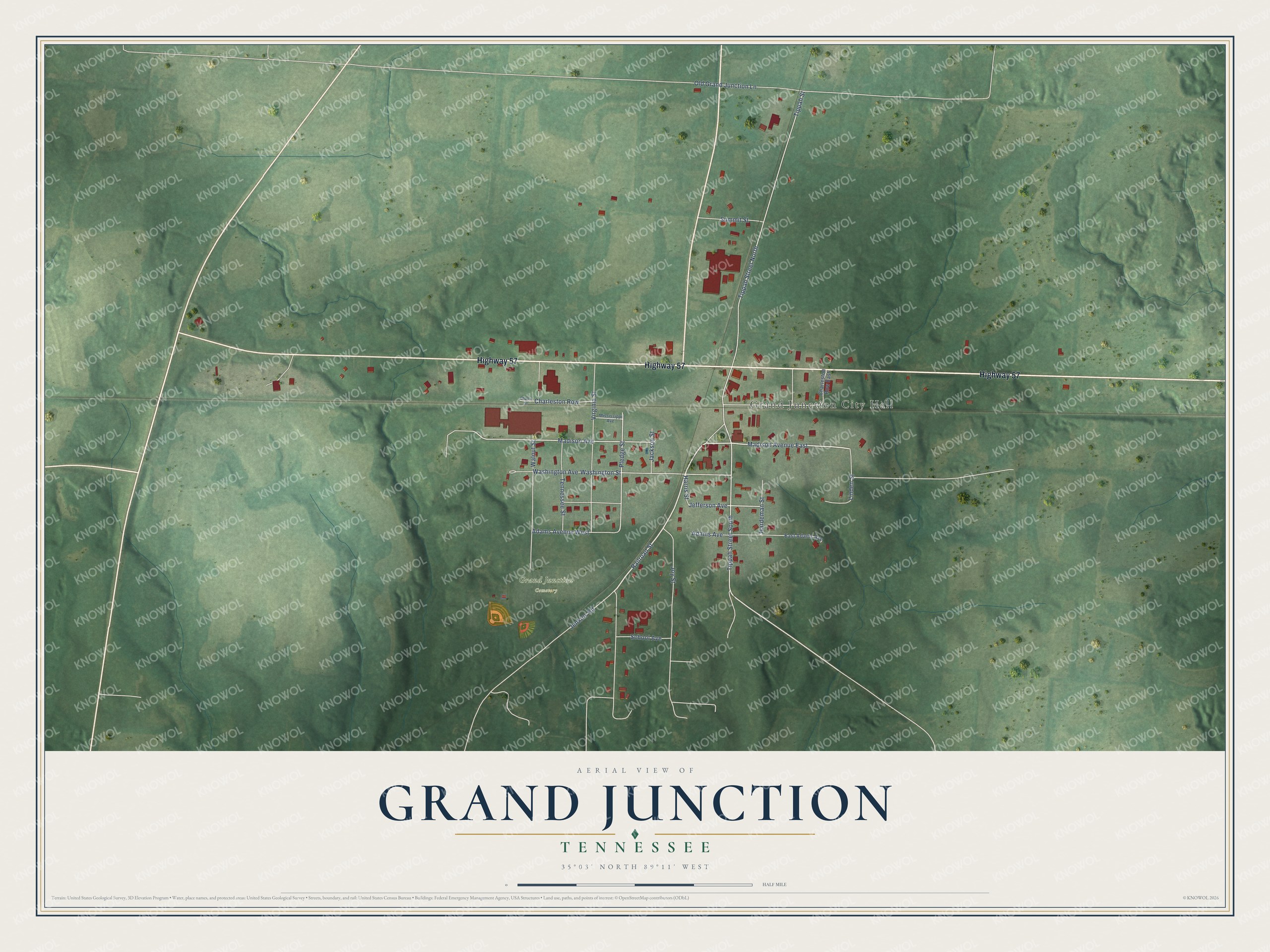 Watermarked full-map preview of Grand Junction, Tennessee
