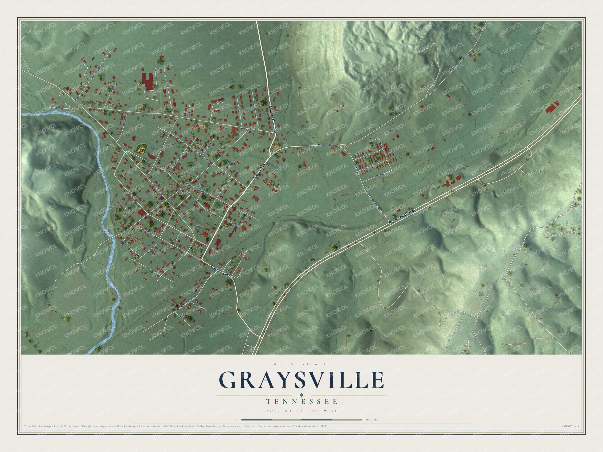 Watermarked full-map preview of Graysville, Tennessee