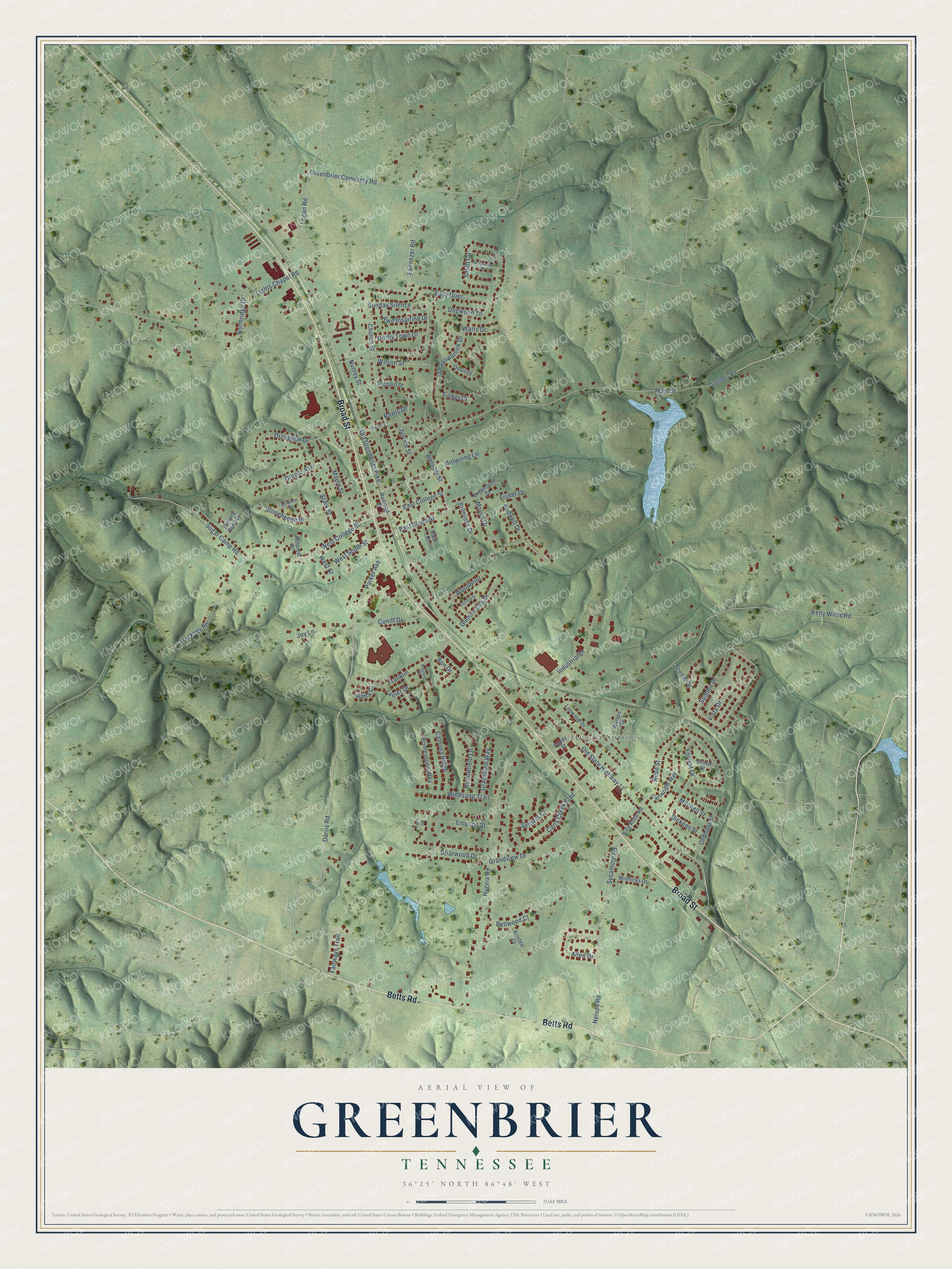 Watermarked full-map preview of Greenbrier, Tennessee
