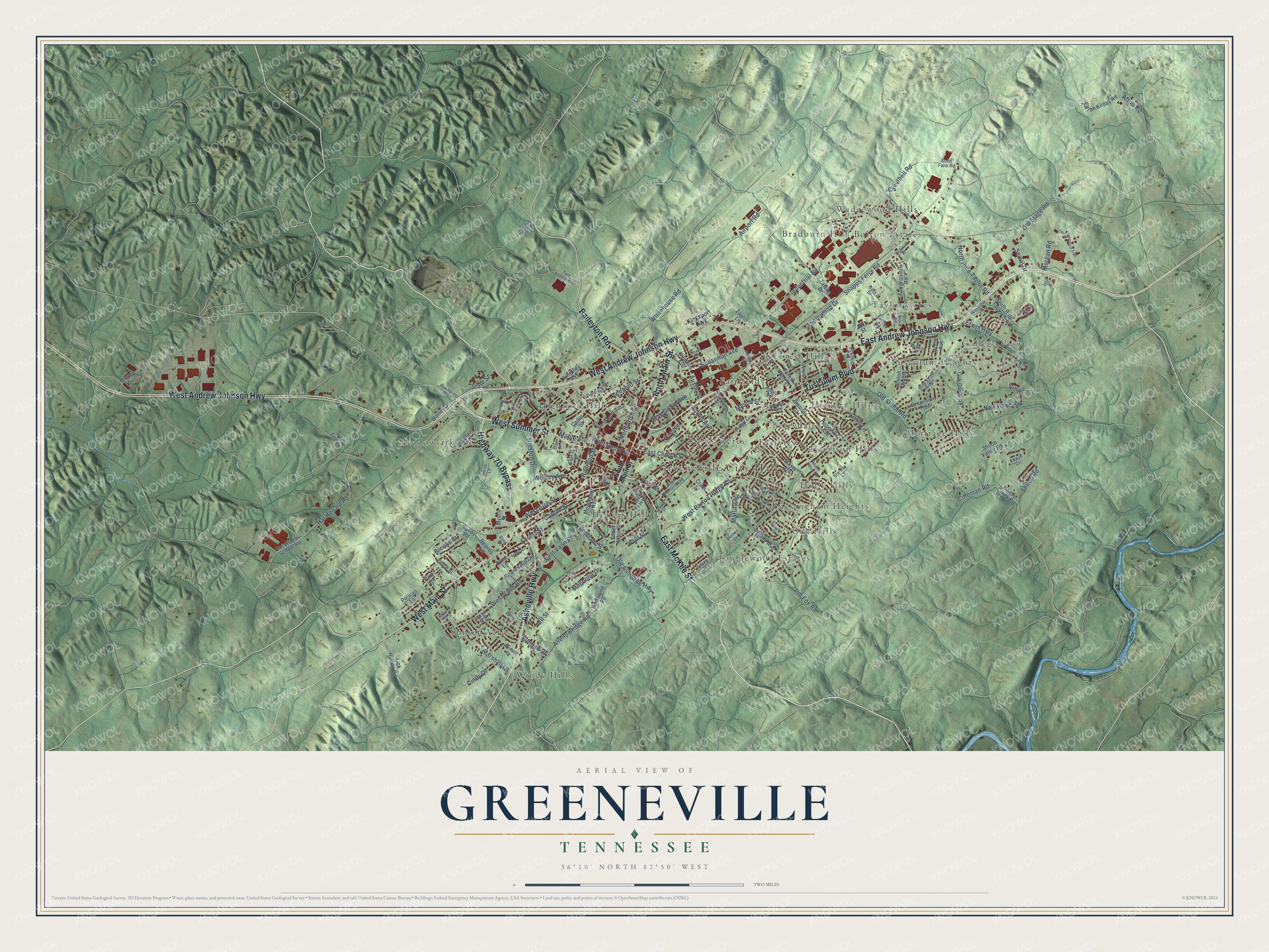 Watermarked full-map preview of Greeneville, Tennessee
