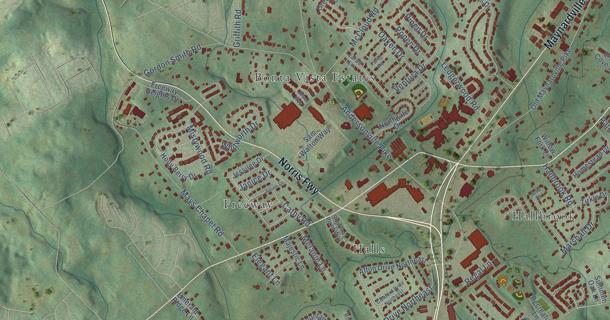 Map of Halls Crossroads, Tennessee in 2026