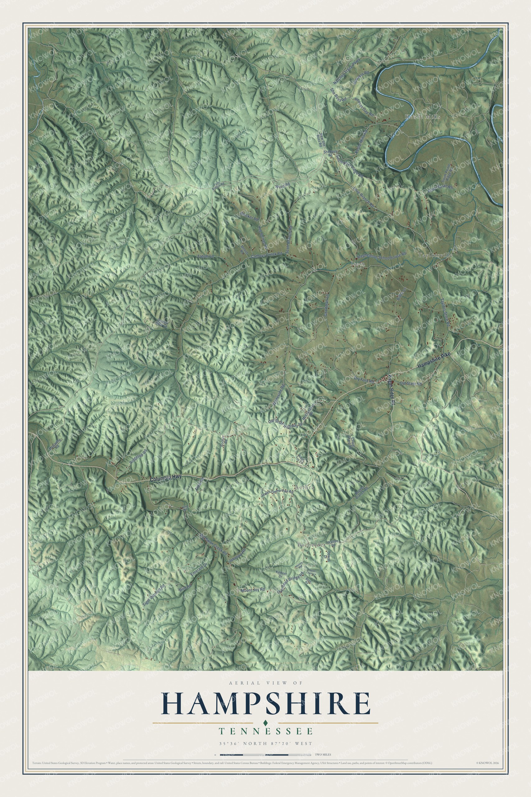Watermarked full-map preview of Hampshire, Tennessee