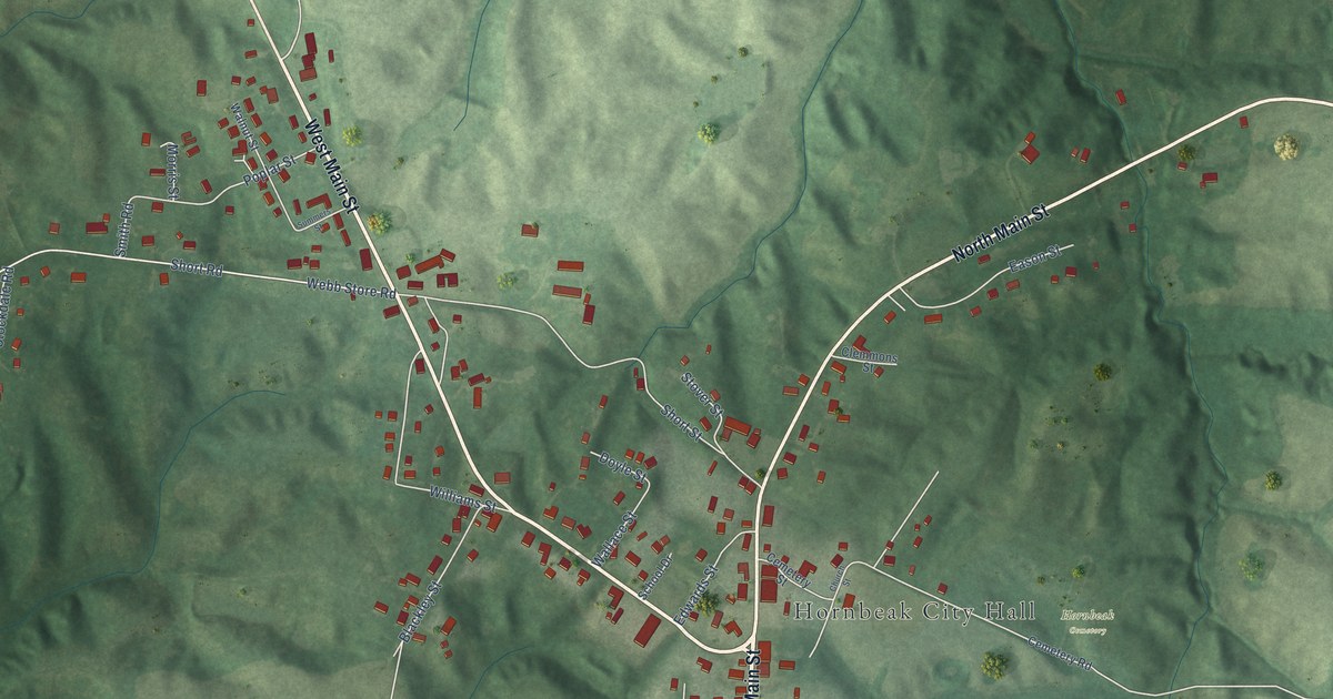 Map of Hornbeak, Tennessee in 2026