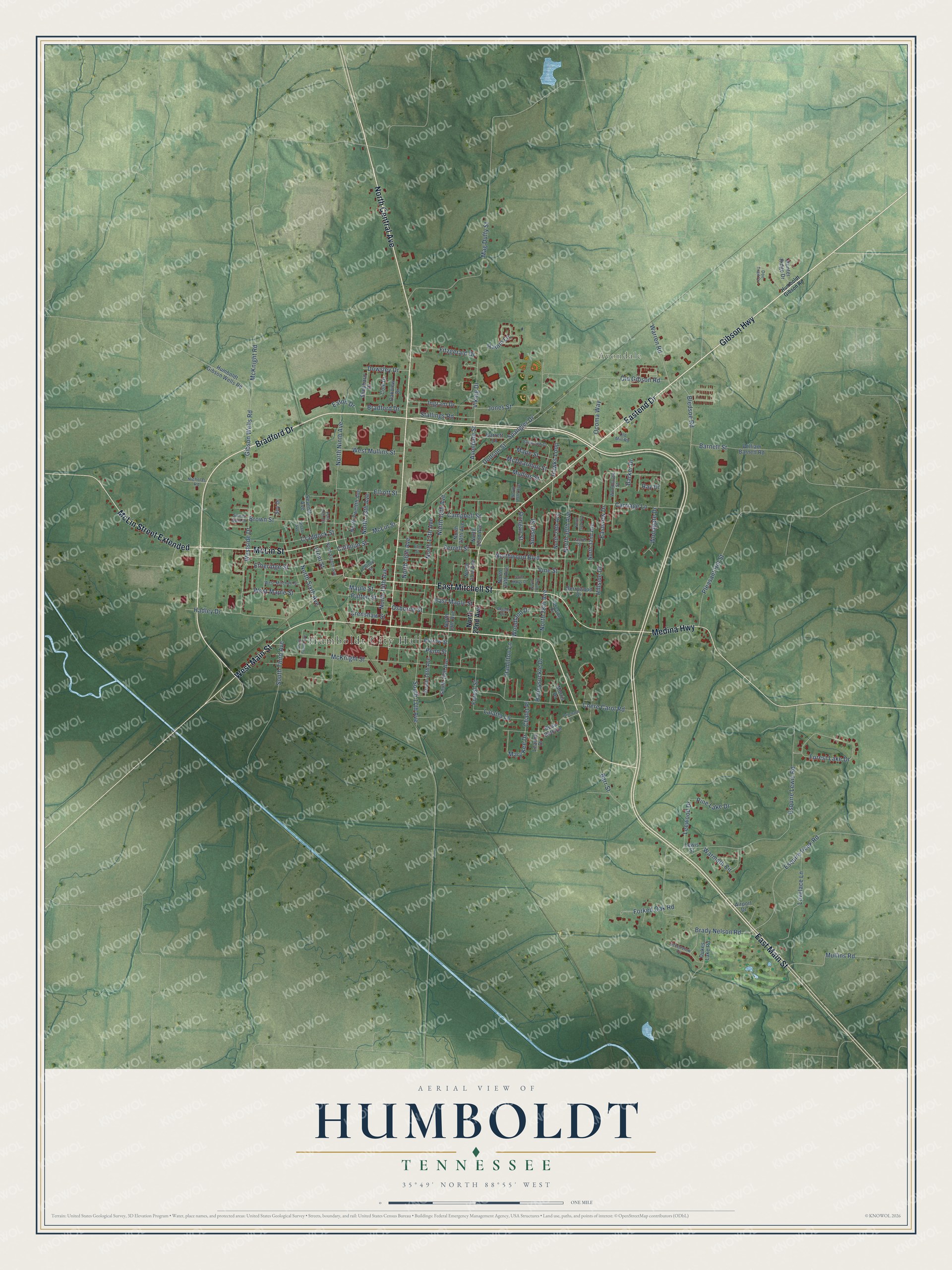 Watermarked full-map preview of Humboldt, Tennessee