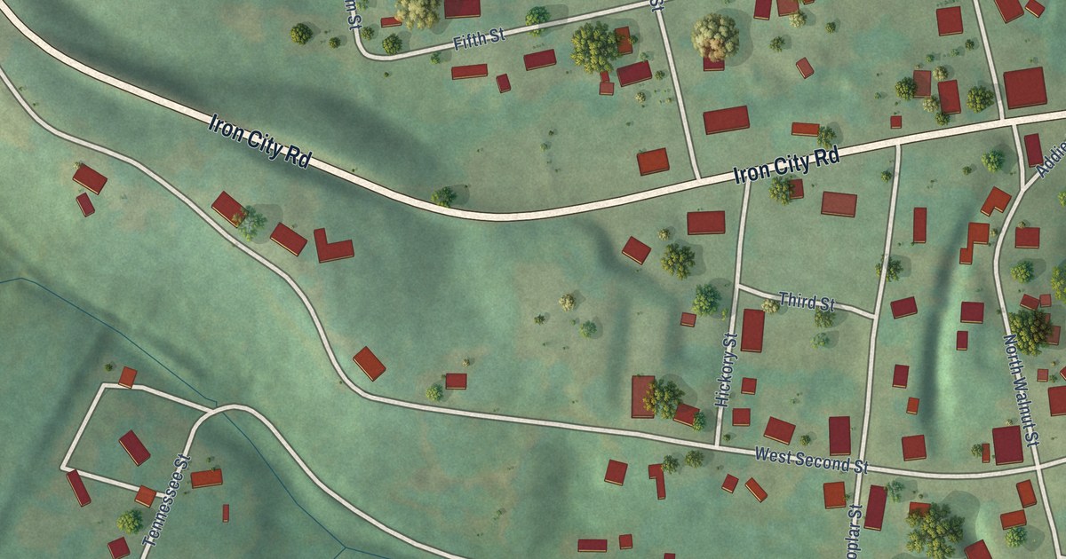 Map of Iron City, Tennessee in 2026