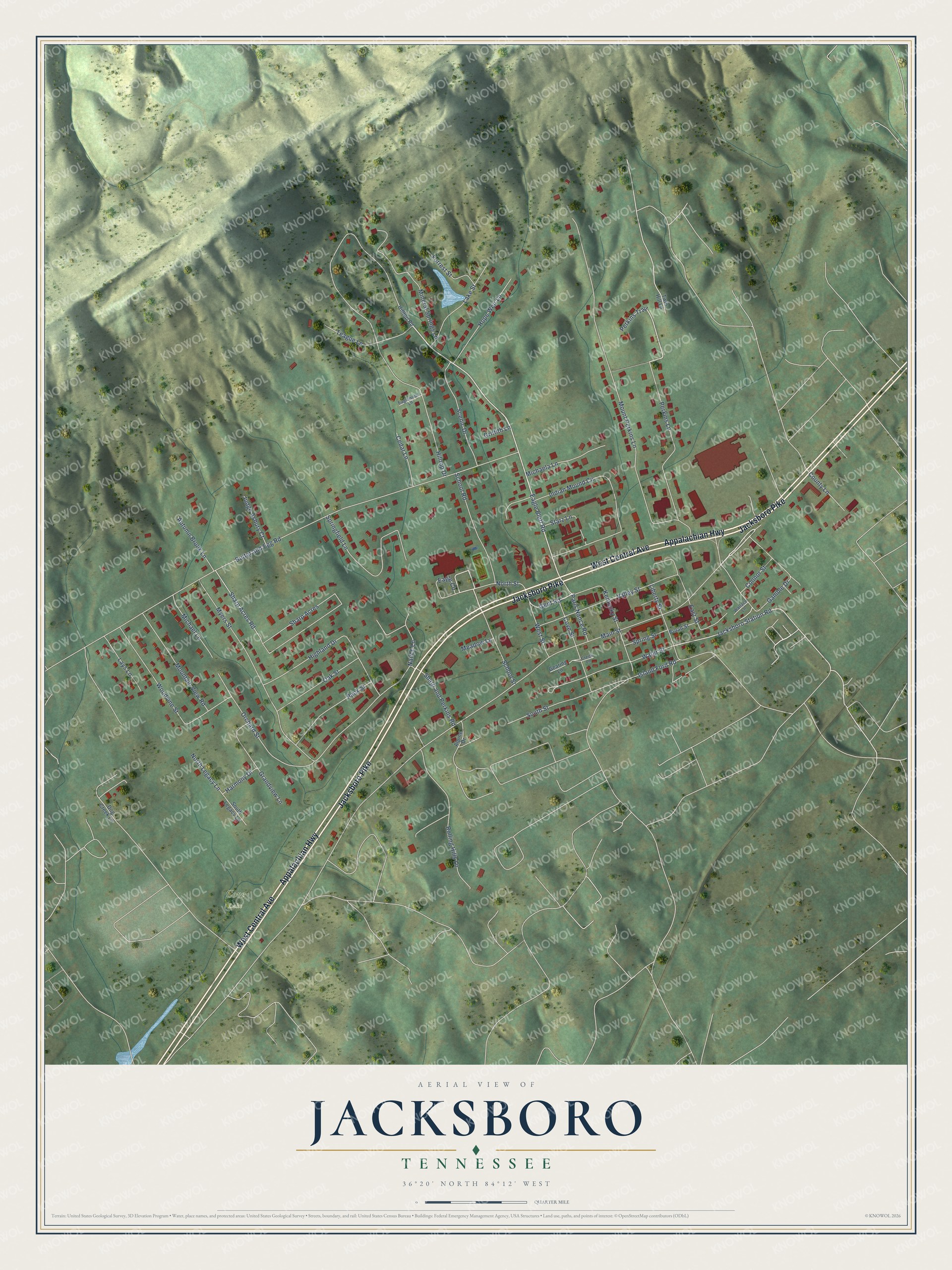 Watermarked full-map preview of Jacksboro, Tennessee