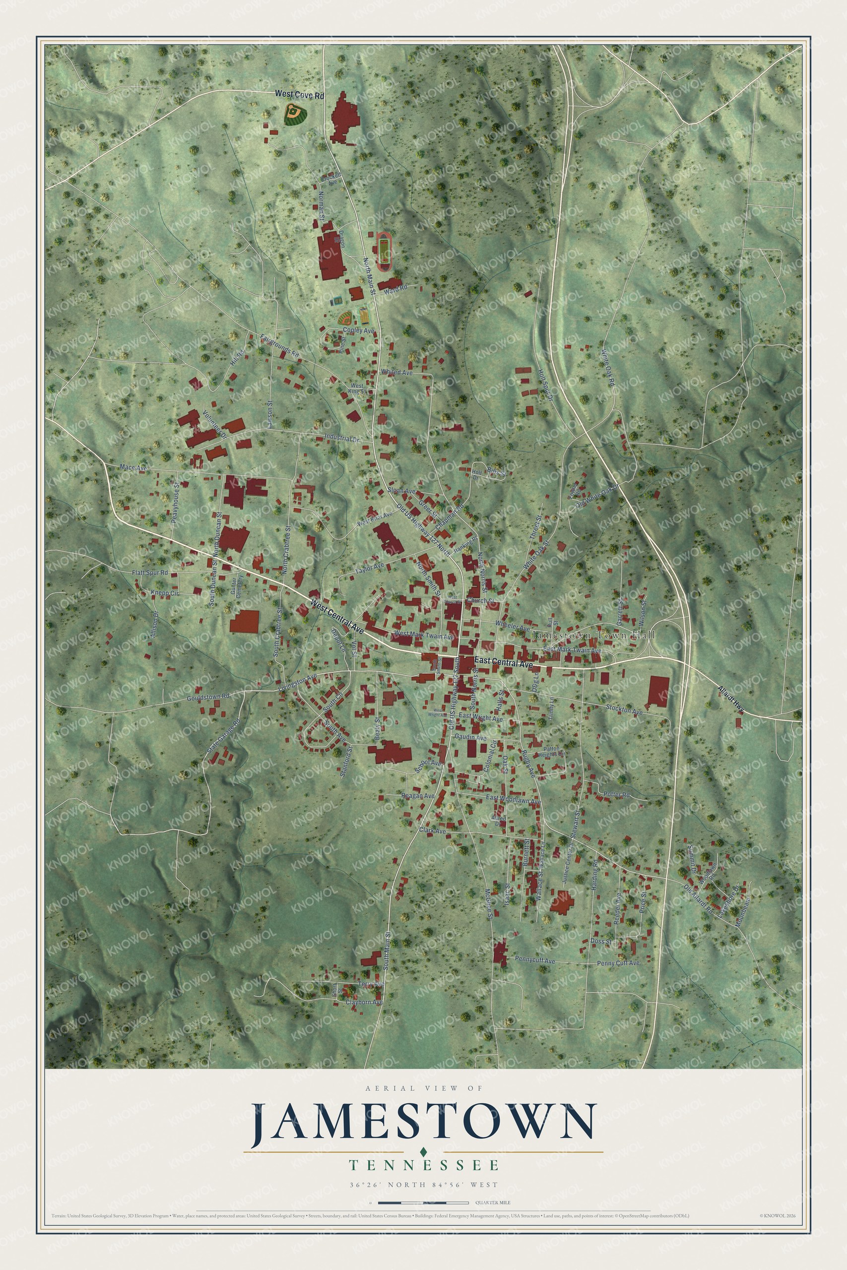 Watermarked full-map preview of Jamestown, Tennessee