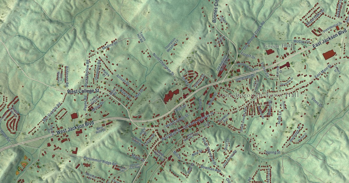 Map of Jonesborough, Tennessee in 2026