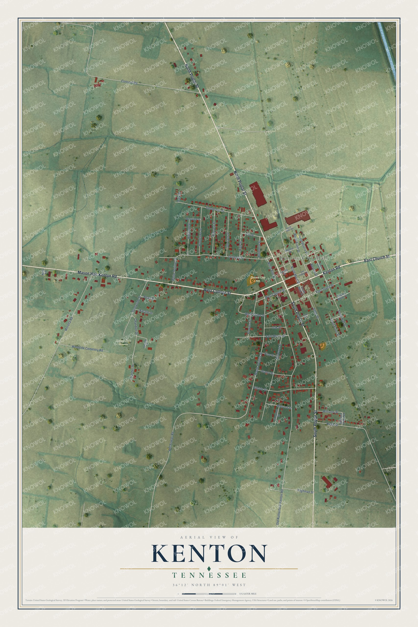 Watermarked full-map preview of Kenton, Tennessee