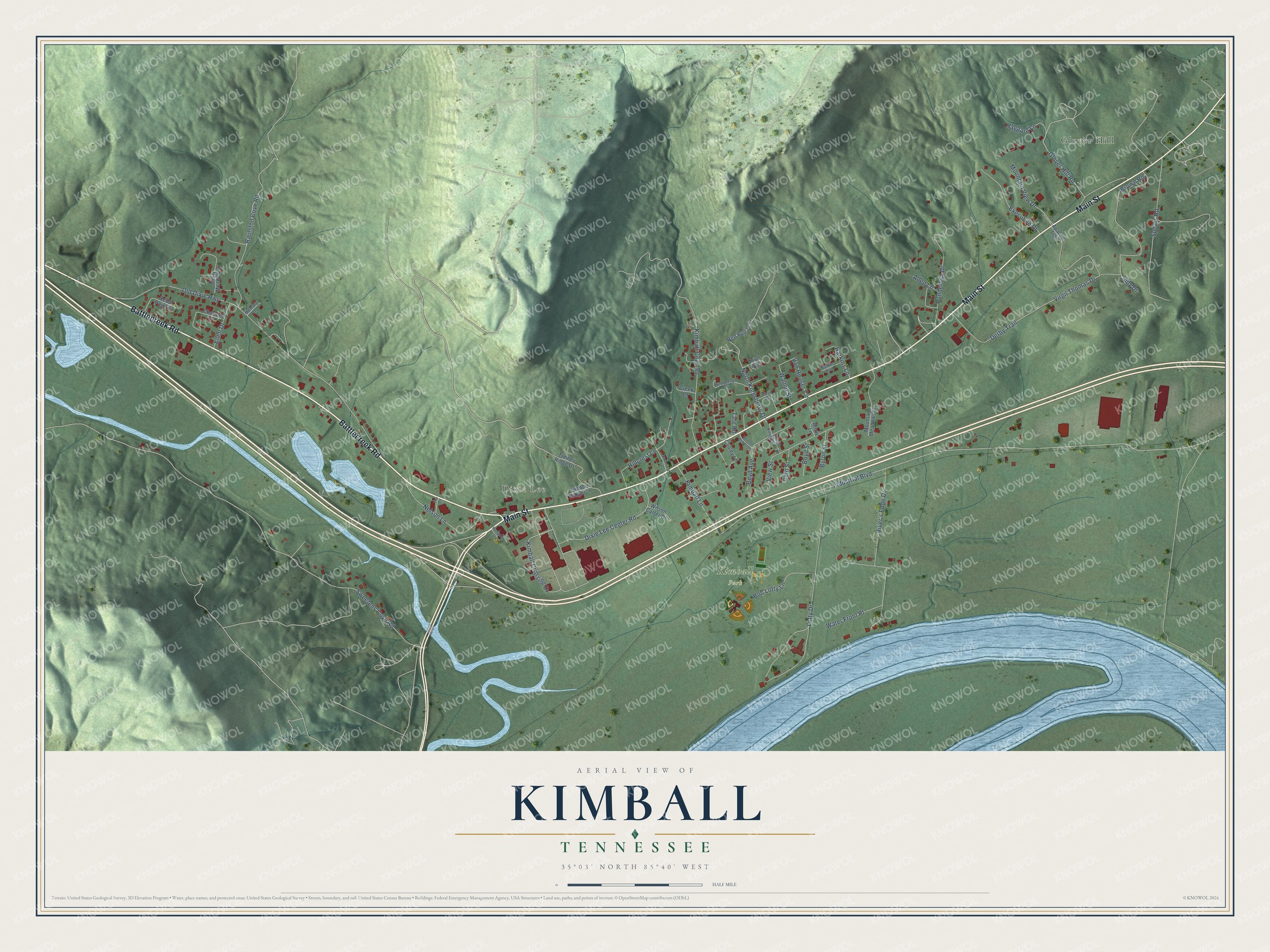 Watermarked full-map preview of Kimball, Tennessee