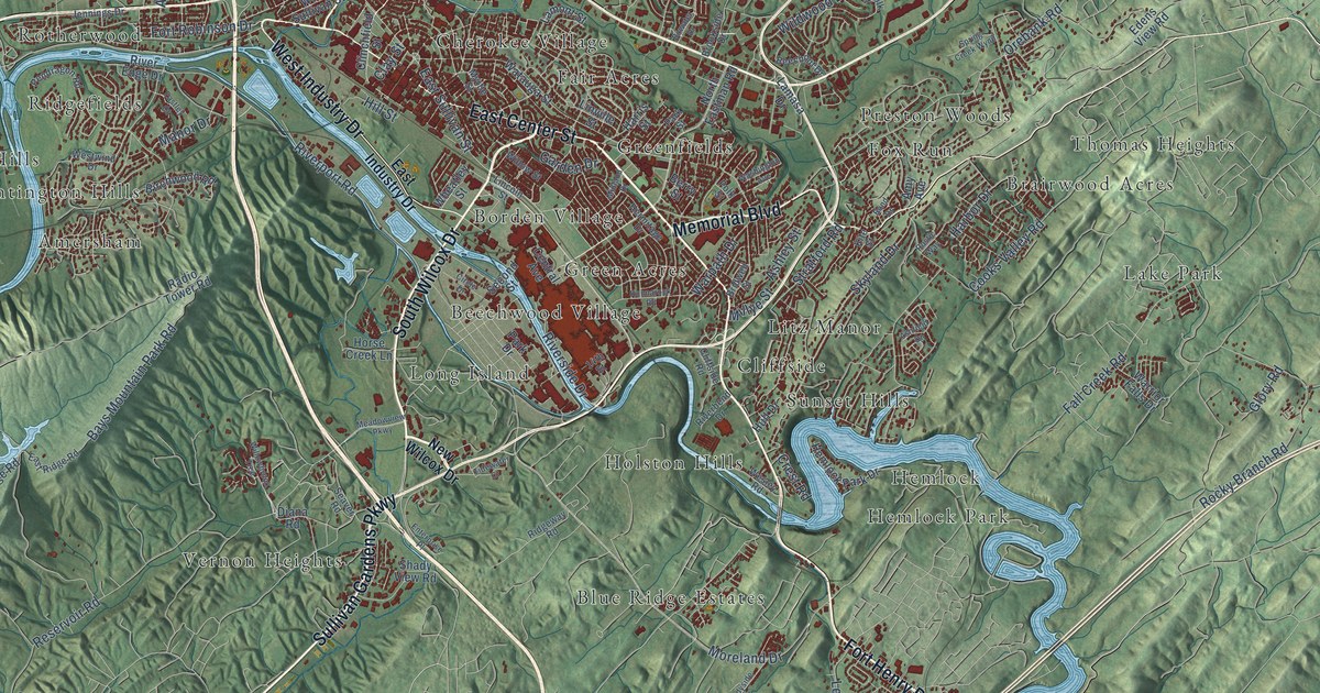 Map of Kingsport, Tennessee in 2026