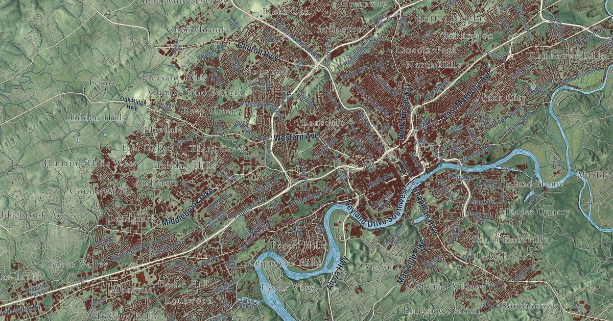 Map of Knoxville, Tennessee in 2026