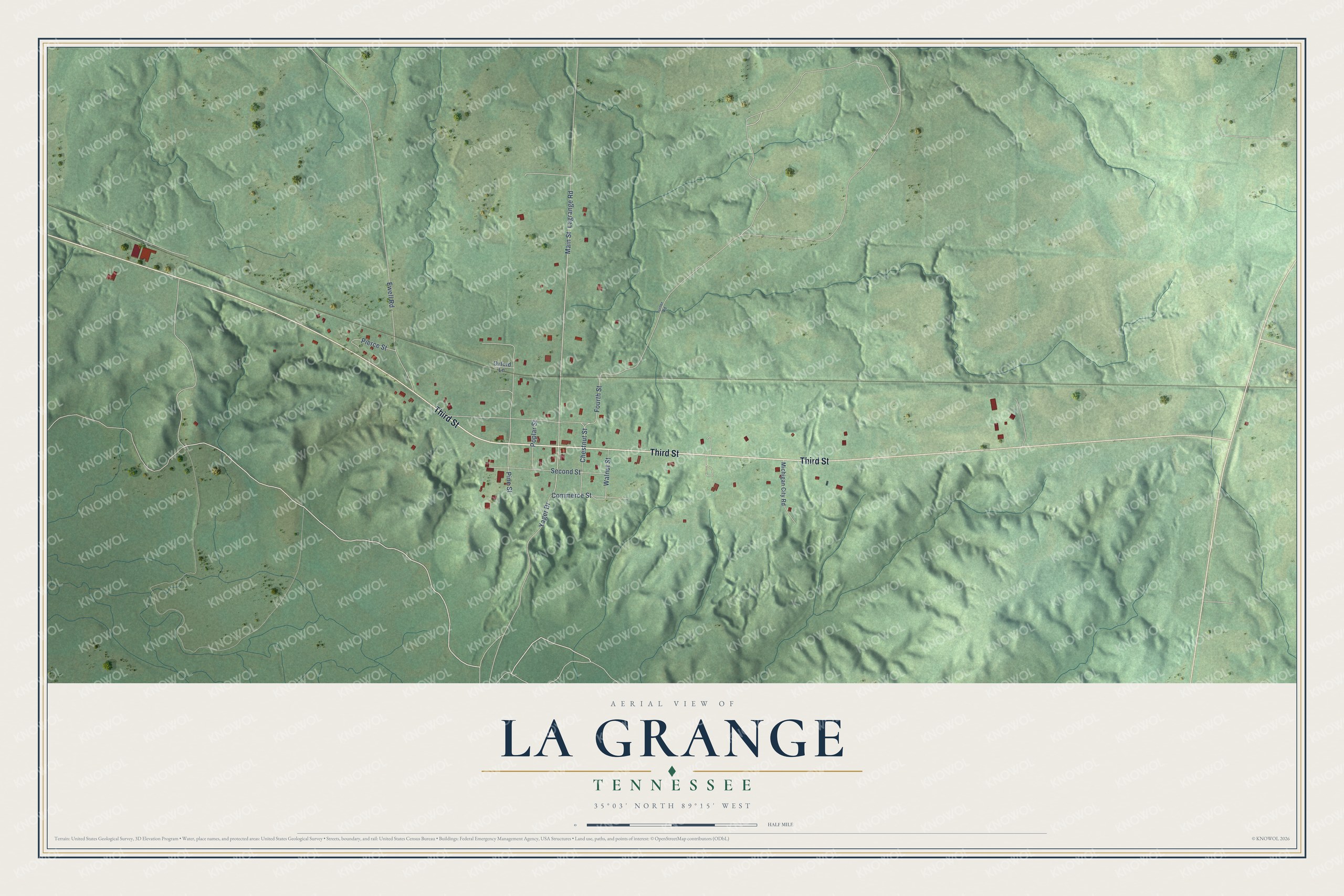 Watermarked full-map preview of La Grange, Tennessee