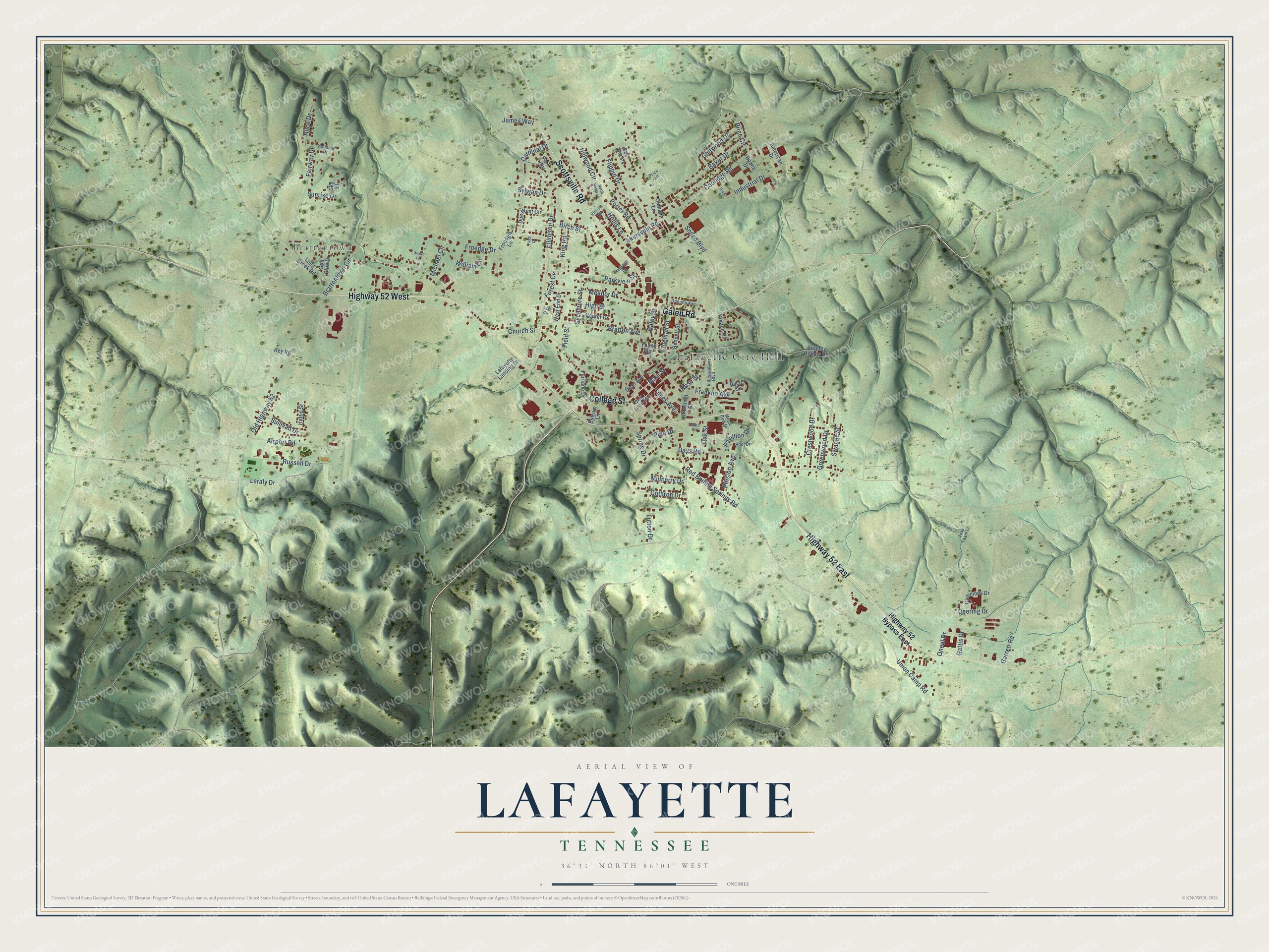 Watermarked full-map preview of Lafayette, Tennessee