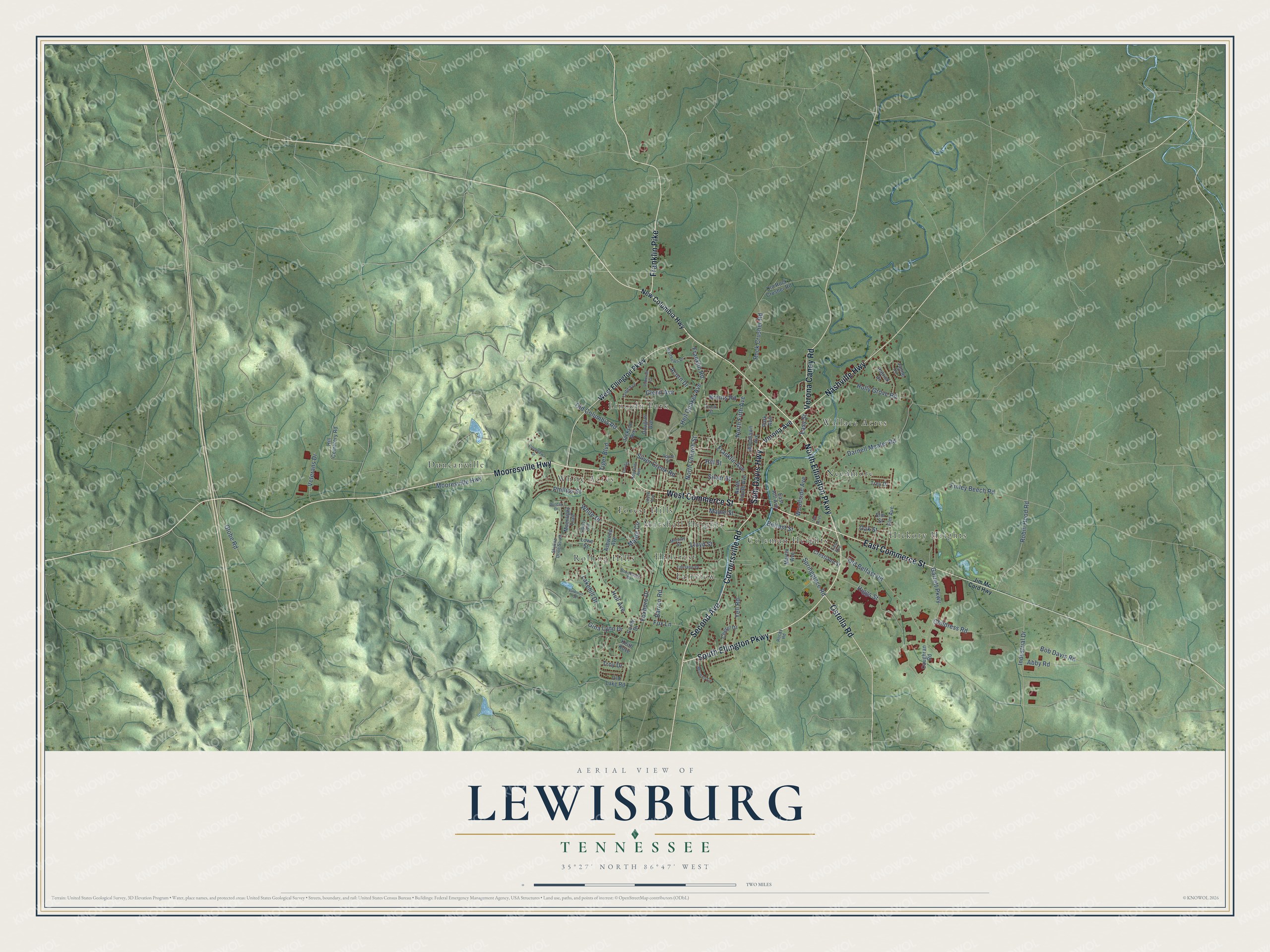 Watermarked full-map preview of Lewisburg, Tennessee
