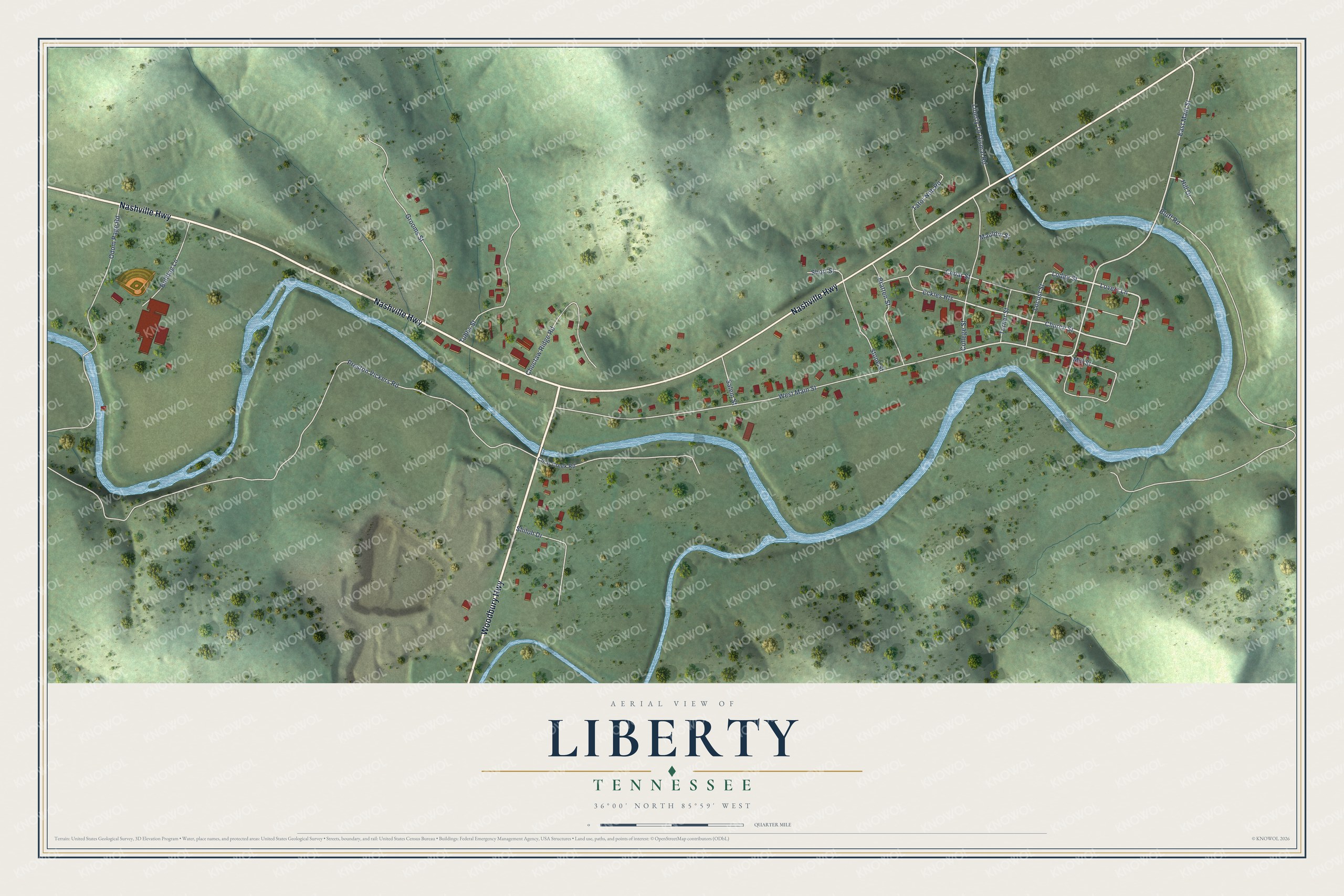 Watermarked full-map preview of Liberty, Tennessee