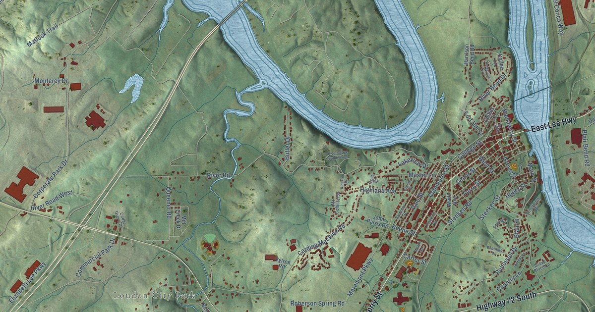 Map of Loudon, Tennessee in 2026