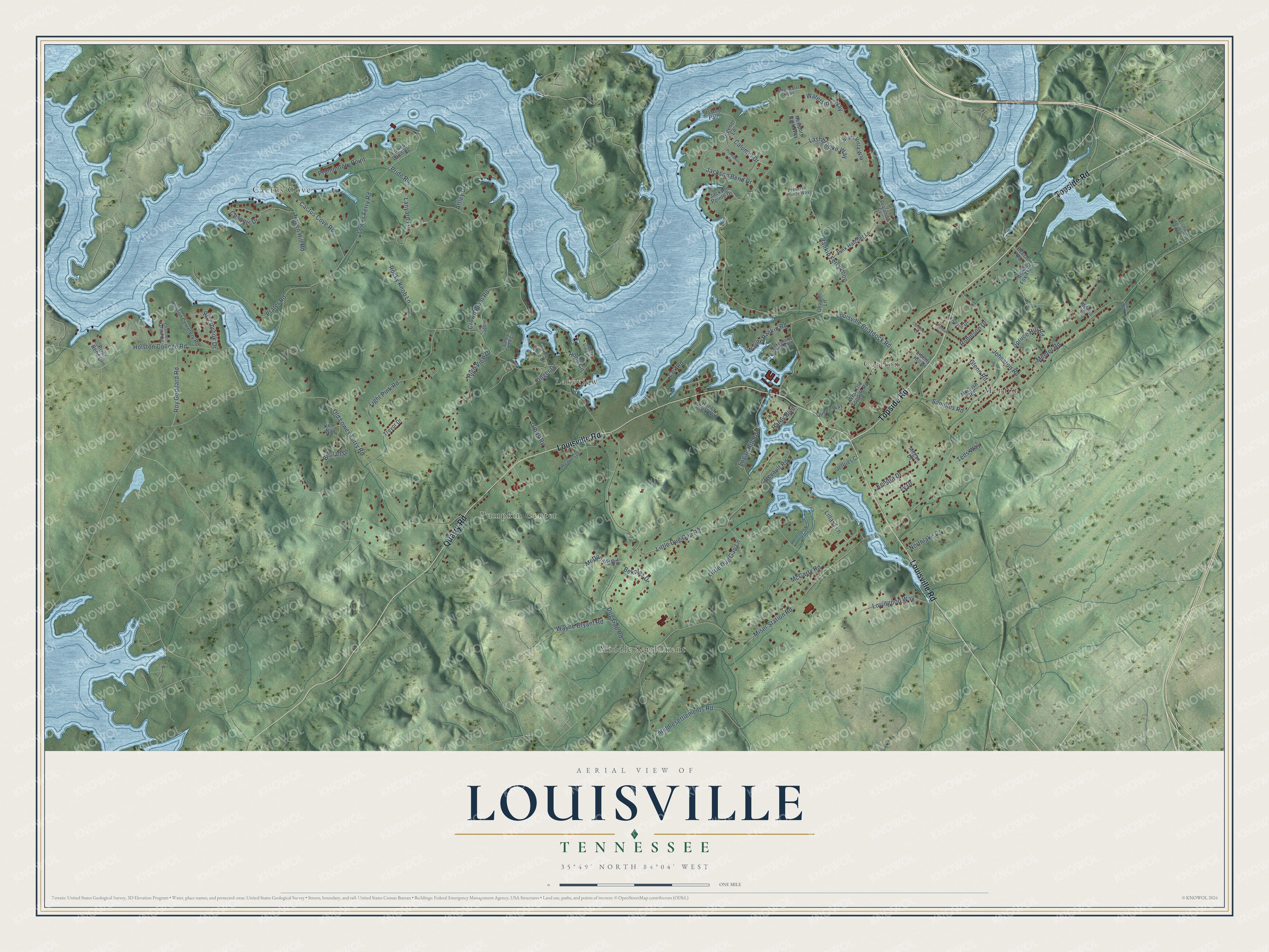 Watermarked full-map preview of Louisville, Tennessee