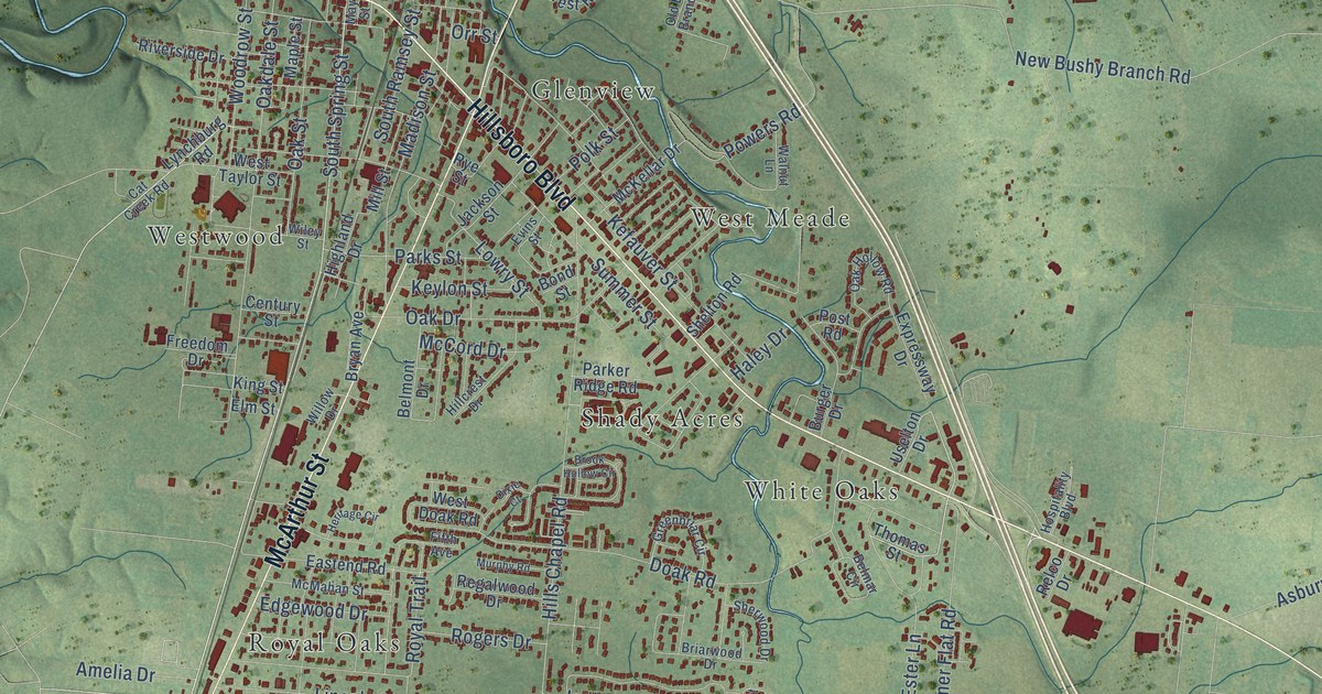 Map of Manchester, Tennessee in 2026