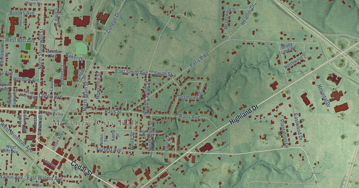 Map of McKenzie, Tennessee in 2026