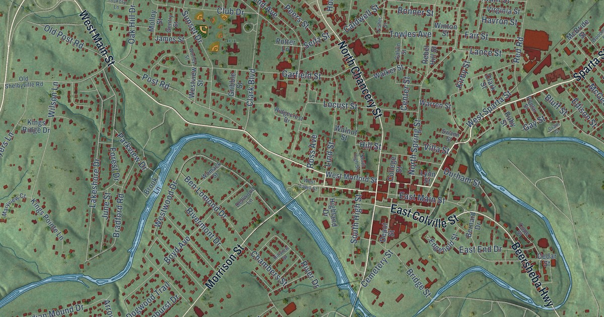 Map of McMinnville, Tennessee in 2026