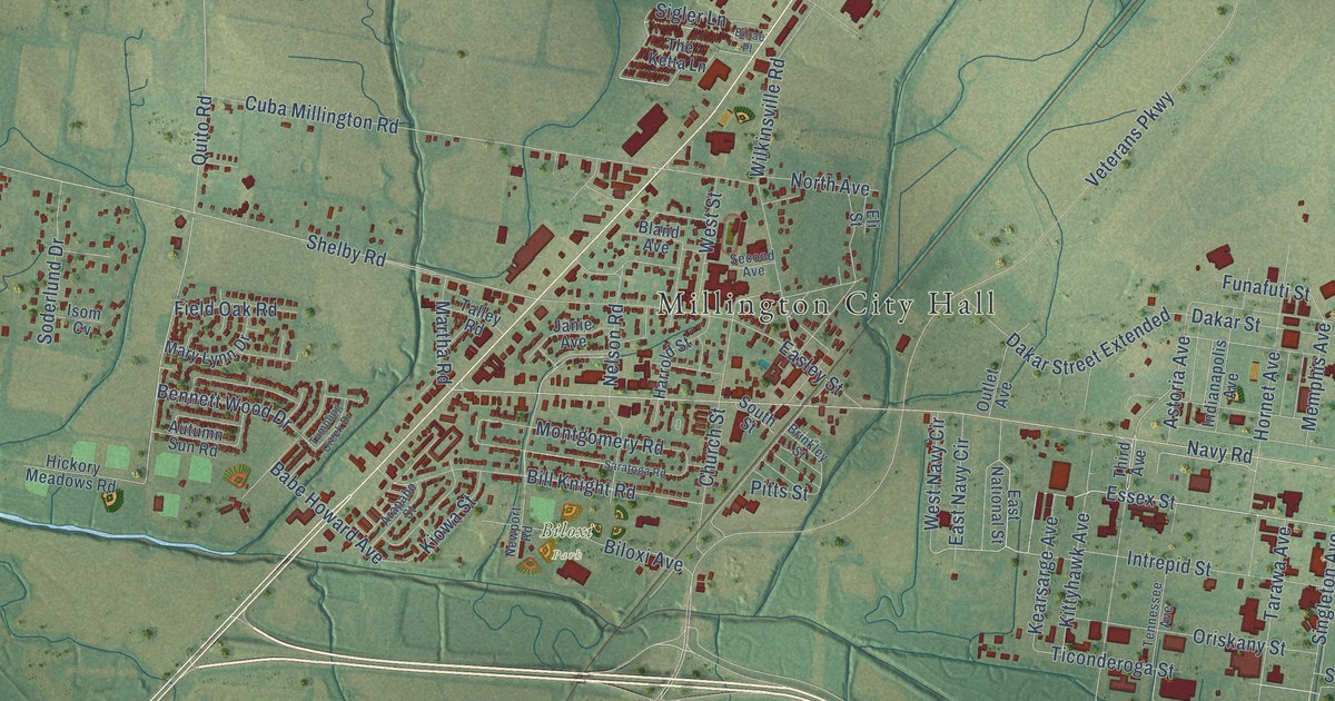 Map of Millington, Tennessee in 2026