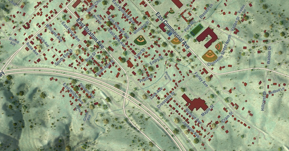 Map of Monterey, Tennessee in 2026