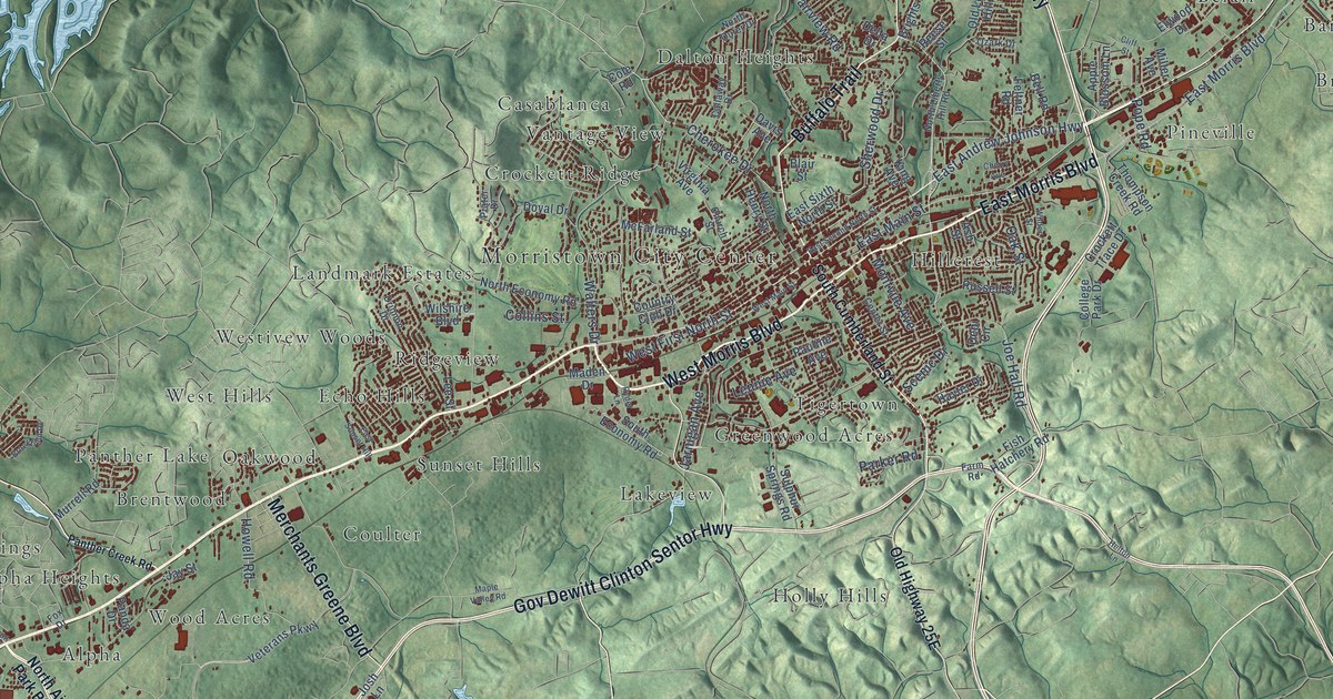 Map of Morristown, Tennessee in 2026