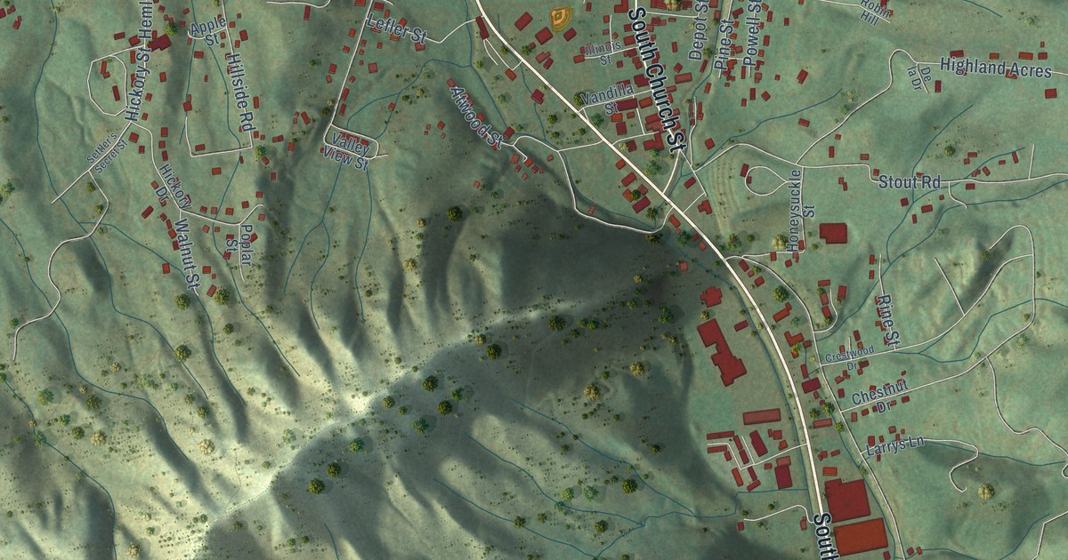 Map of Mountain City, Tennessee in 2026