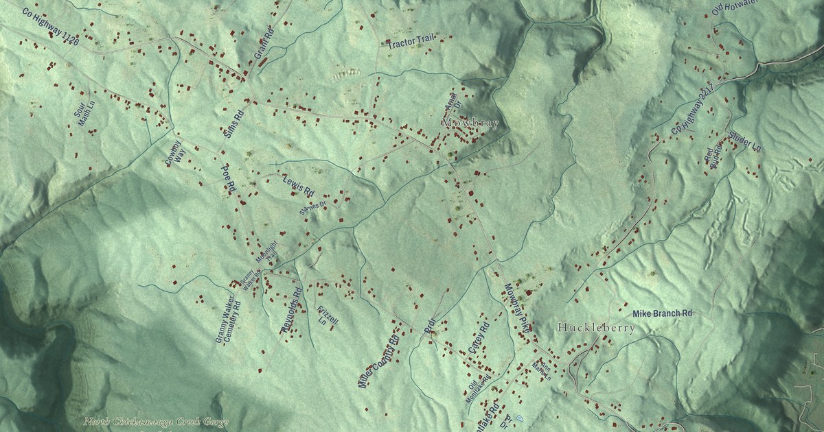 Map of Mowbray Mountain, Tennessee in 2026