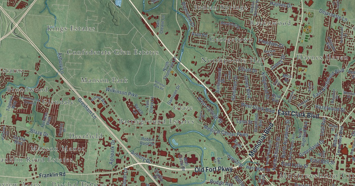 Map of Murfreesboro, Tennessee in 2026