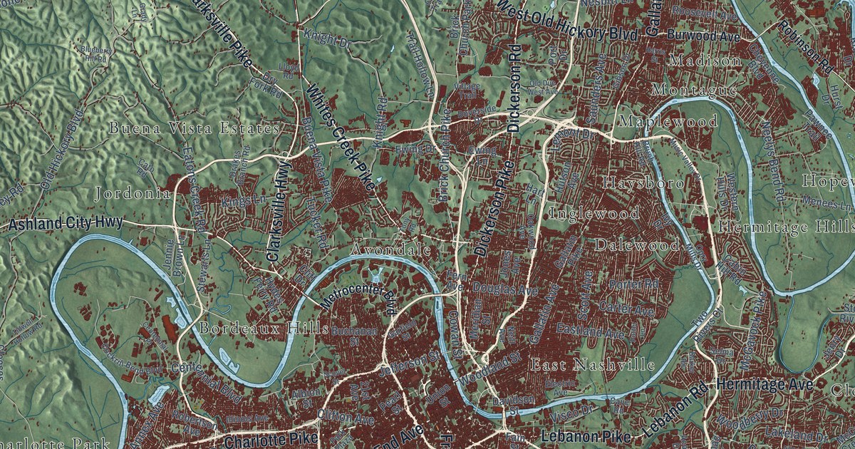 Map of Nashville, Tennessee in 2026
