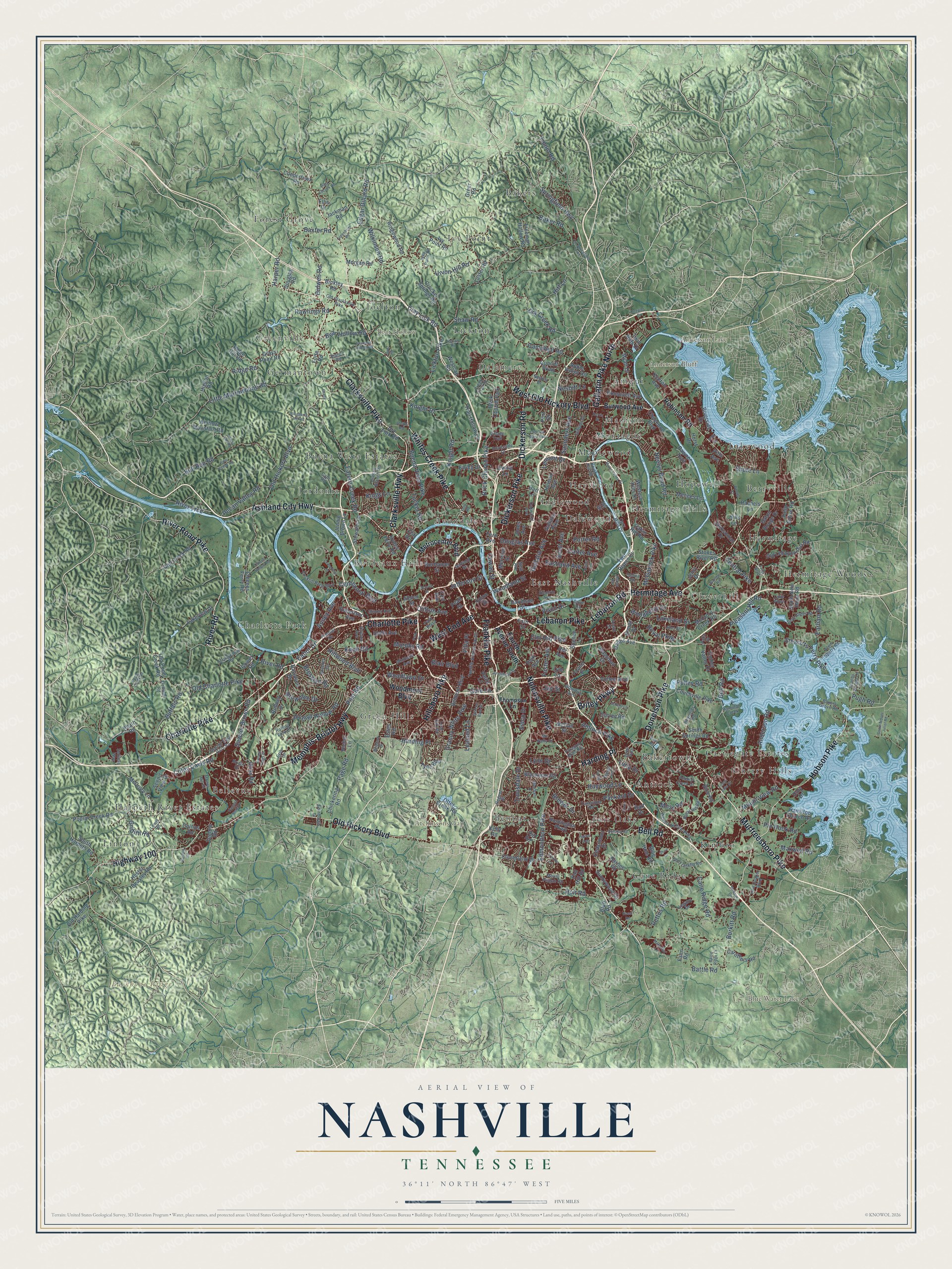 Watermarked full-map preview of Nashville, Tennessee