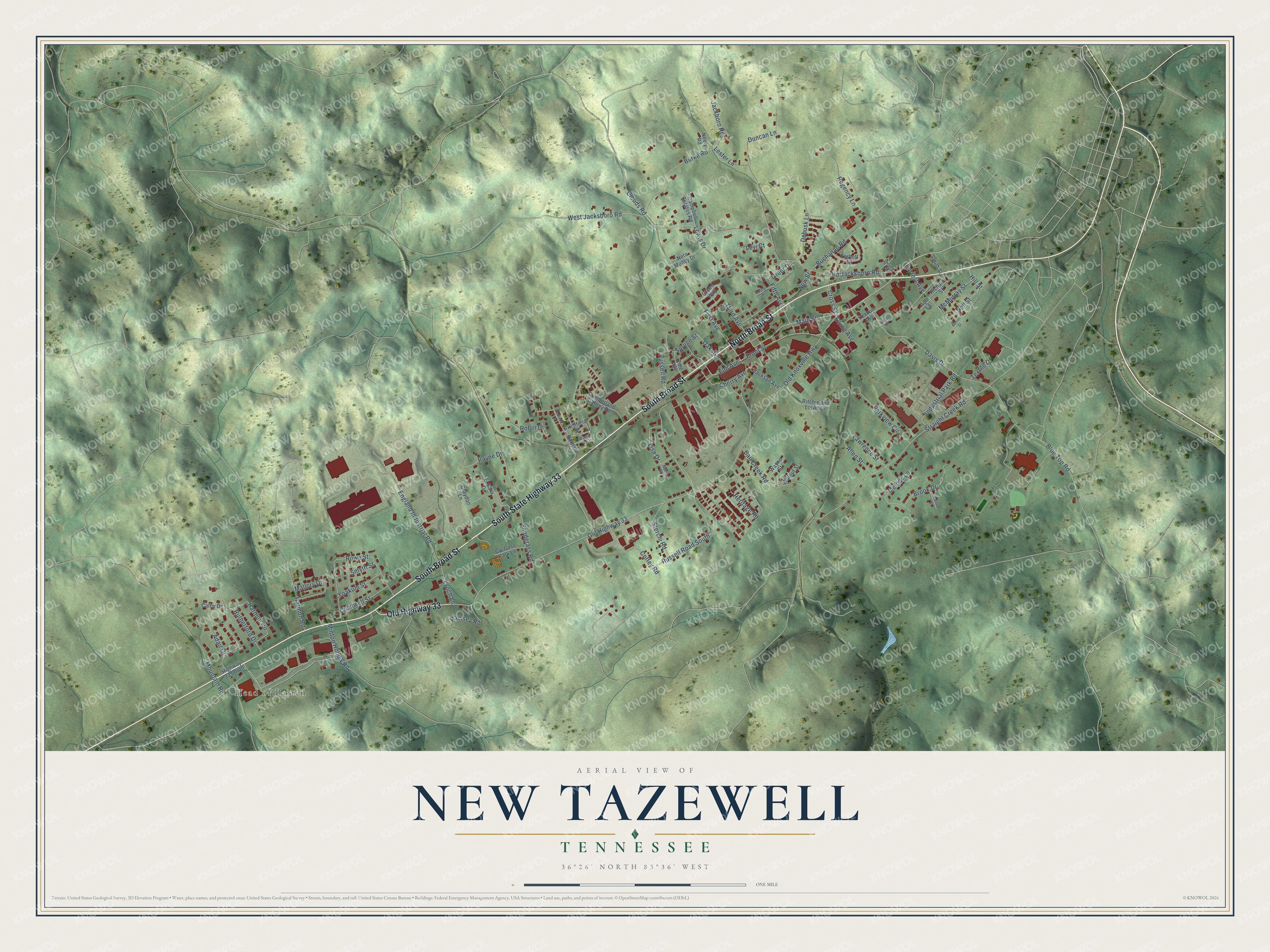 Watermarked full-map preview of New Tazewell, Tennessee