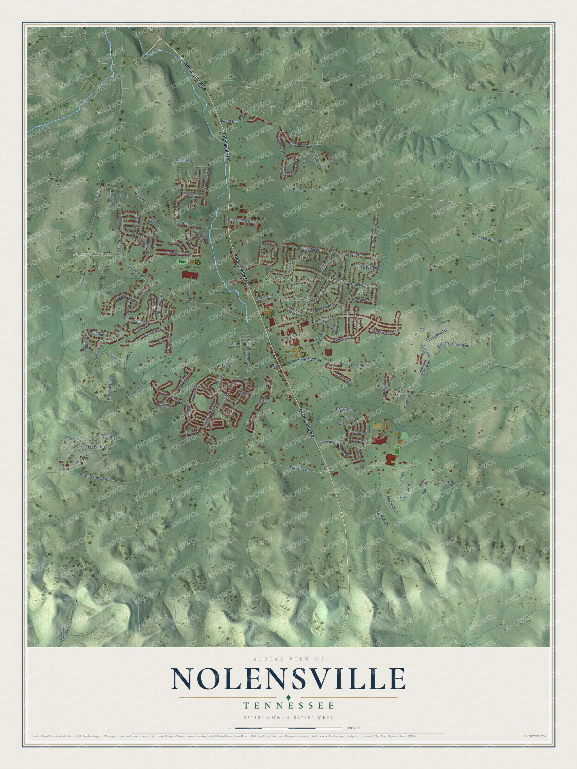 Watermarked full-map preview of Nolensville, Tennessee