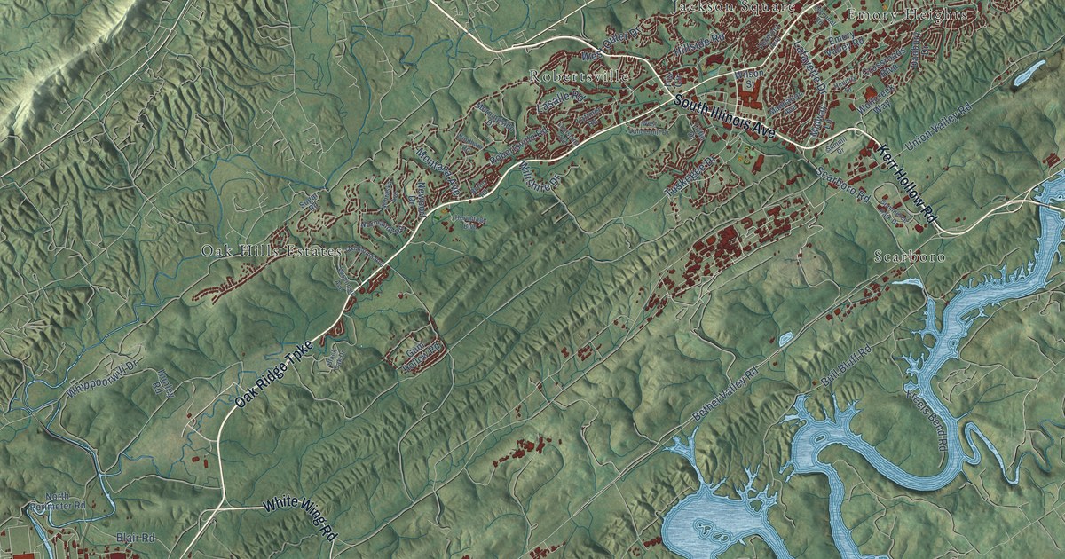 Map of Oak Ridge, Tennessee in 2026