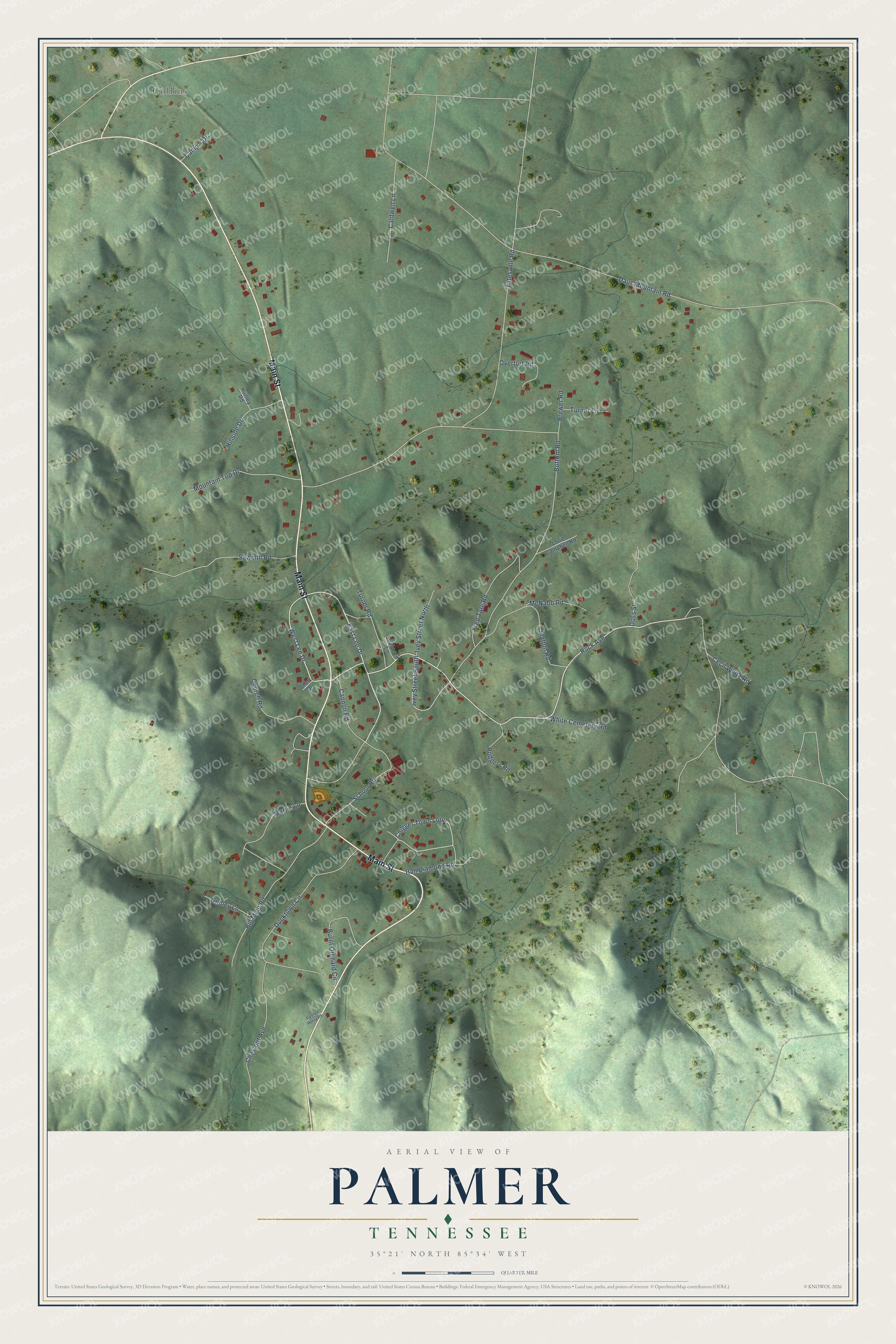 Watermarked full-map preview of Palmer, Tennessee