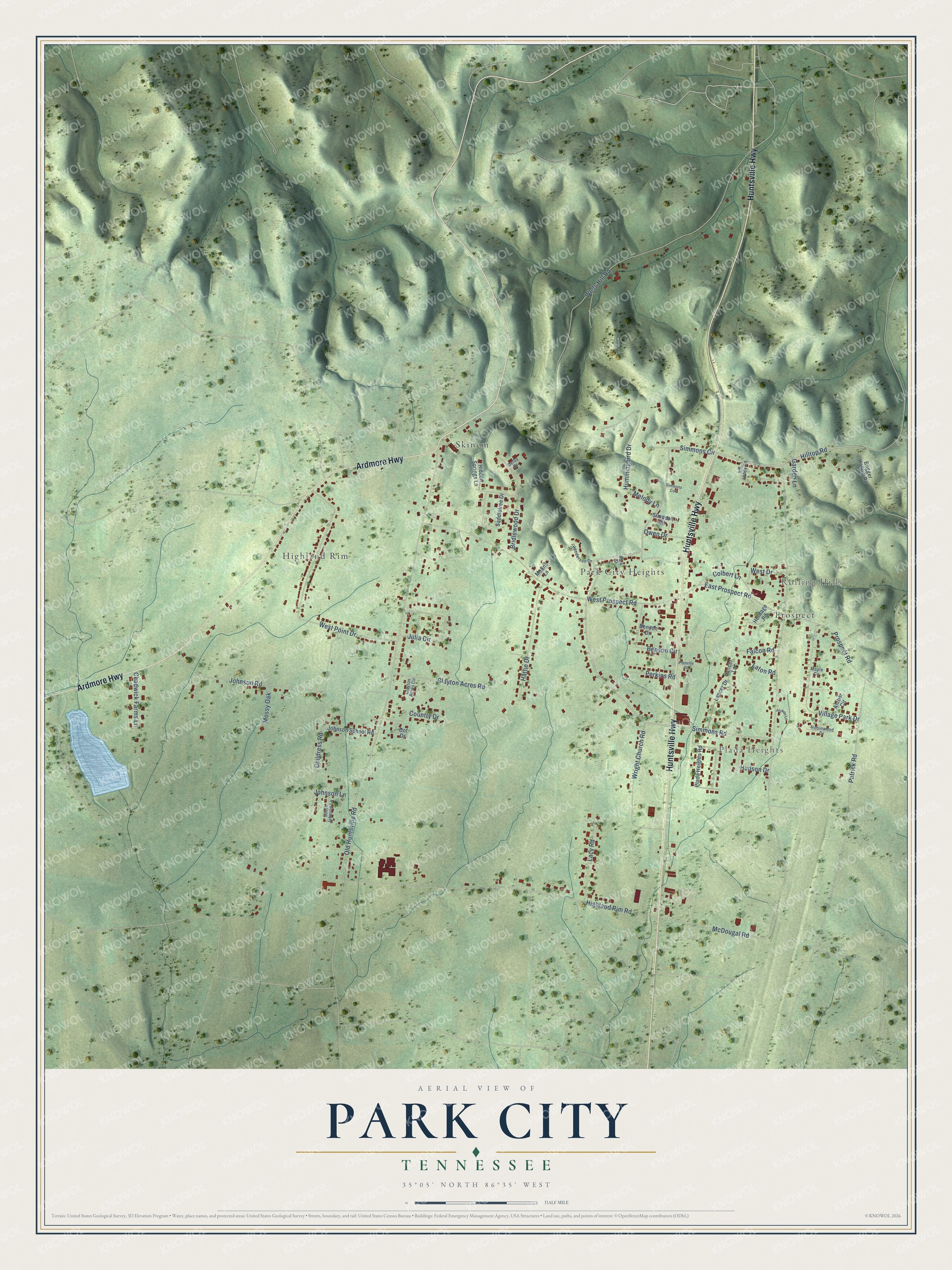 Watermarked full-map preview of Park City, Tennessee