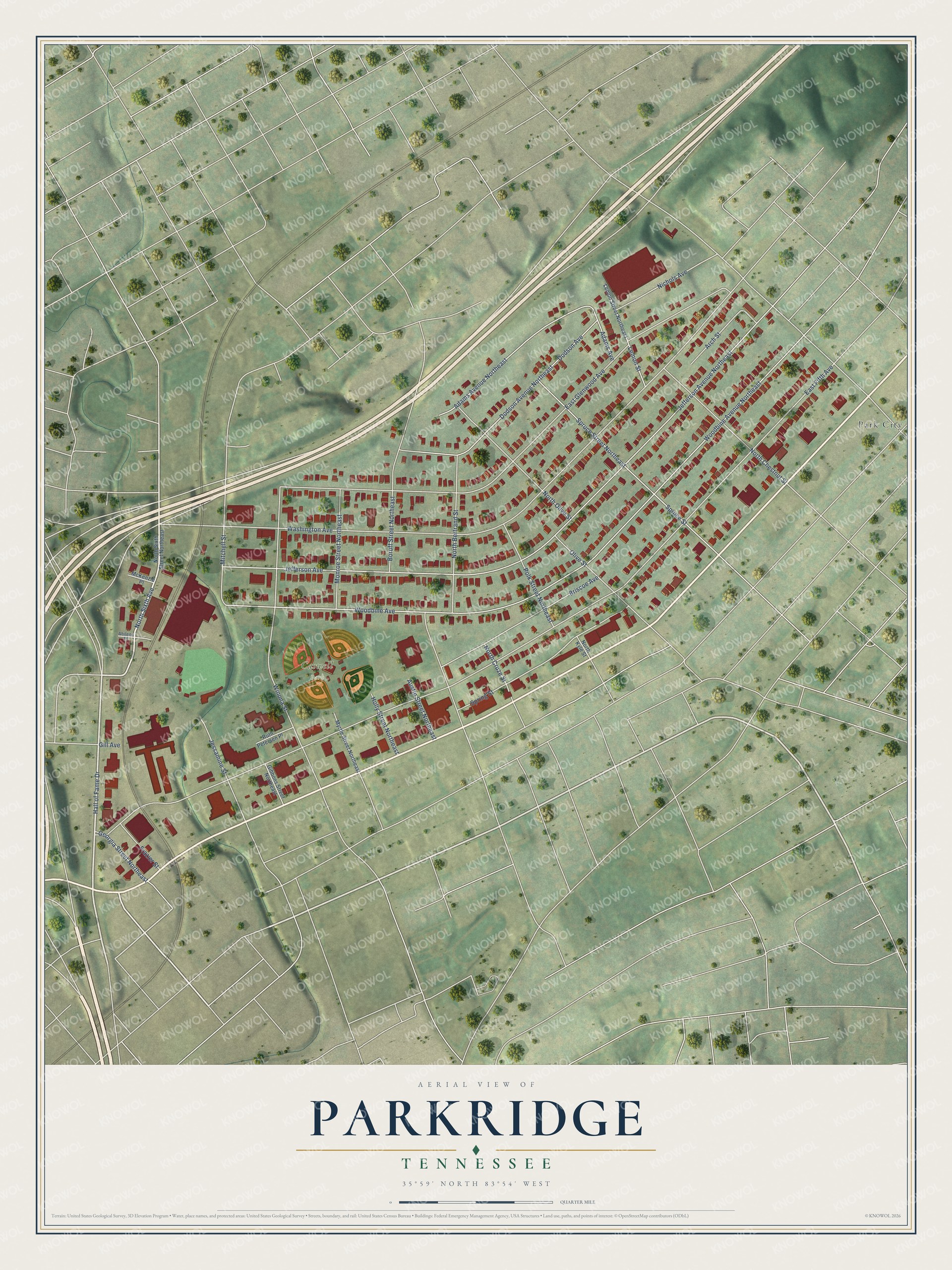 Watermarked full-map preview of Parkridge, Tennessee