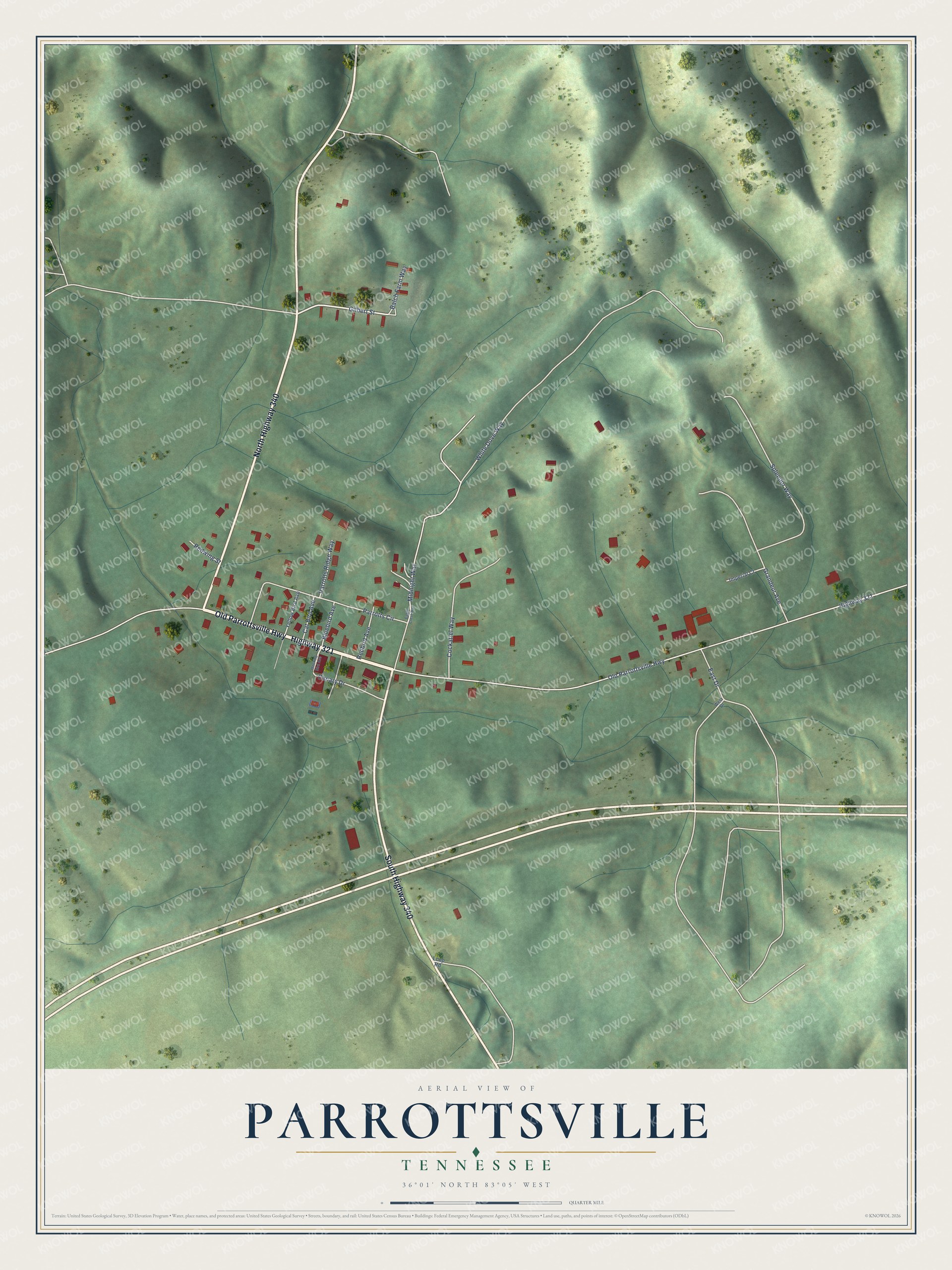 Watermarked full-map preview of Parrottsville, Tennessee