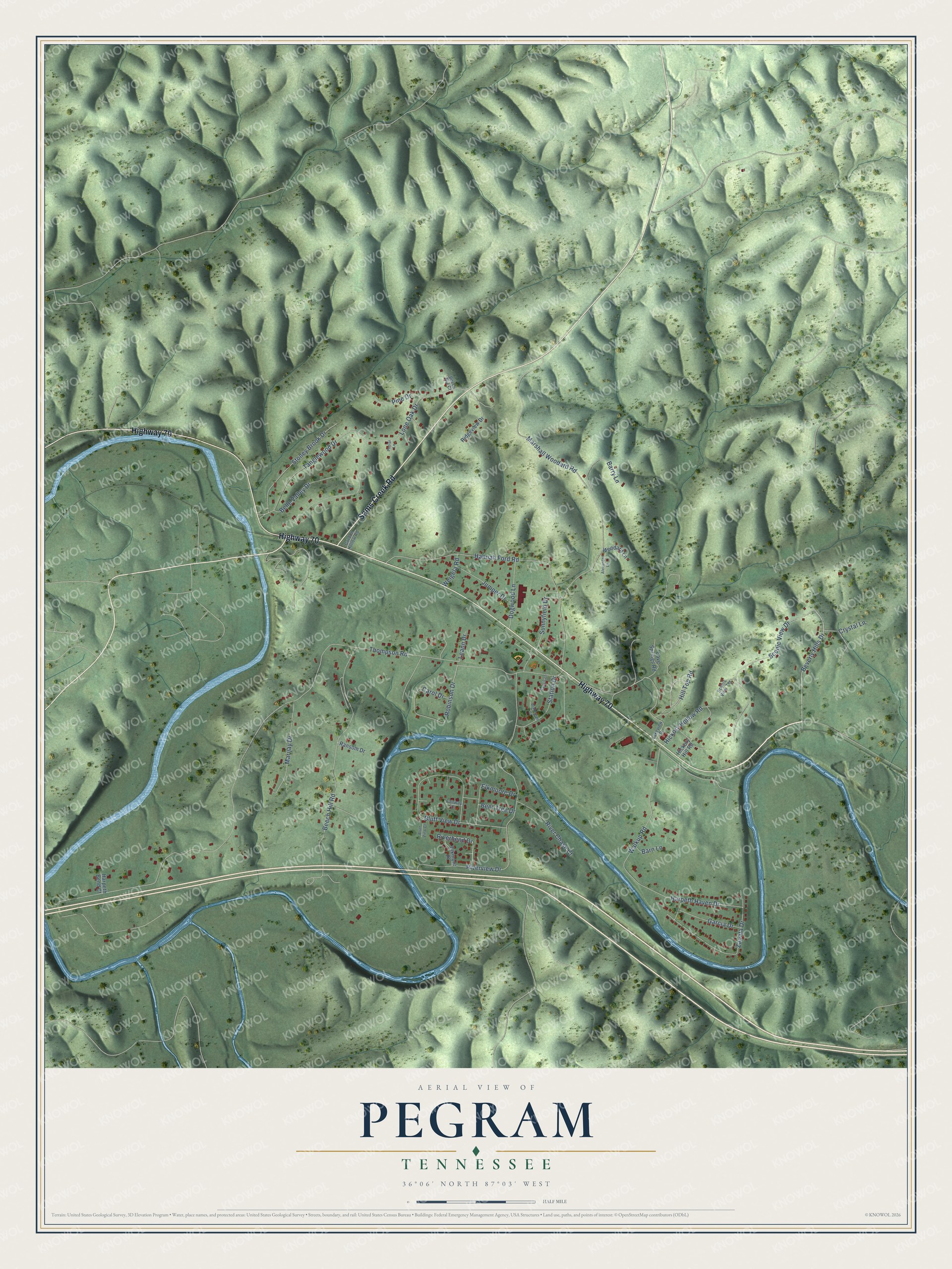 Watermarked full-map preview of Pegram, Tennessee