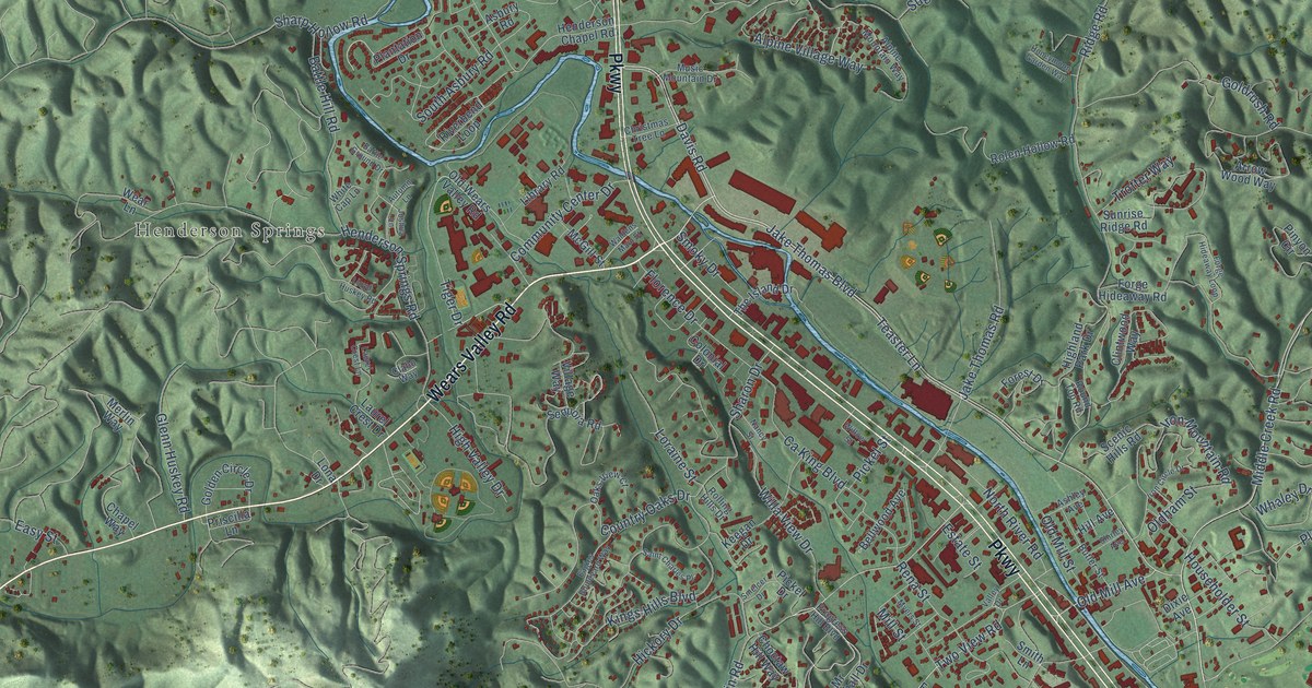 Map of Pigeon Forge, Tennessee in 2026